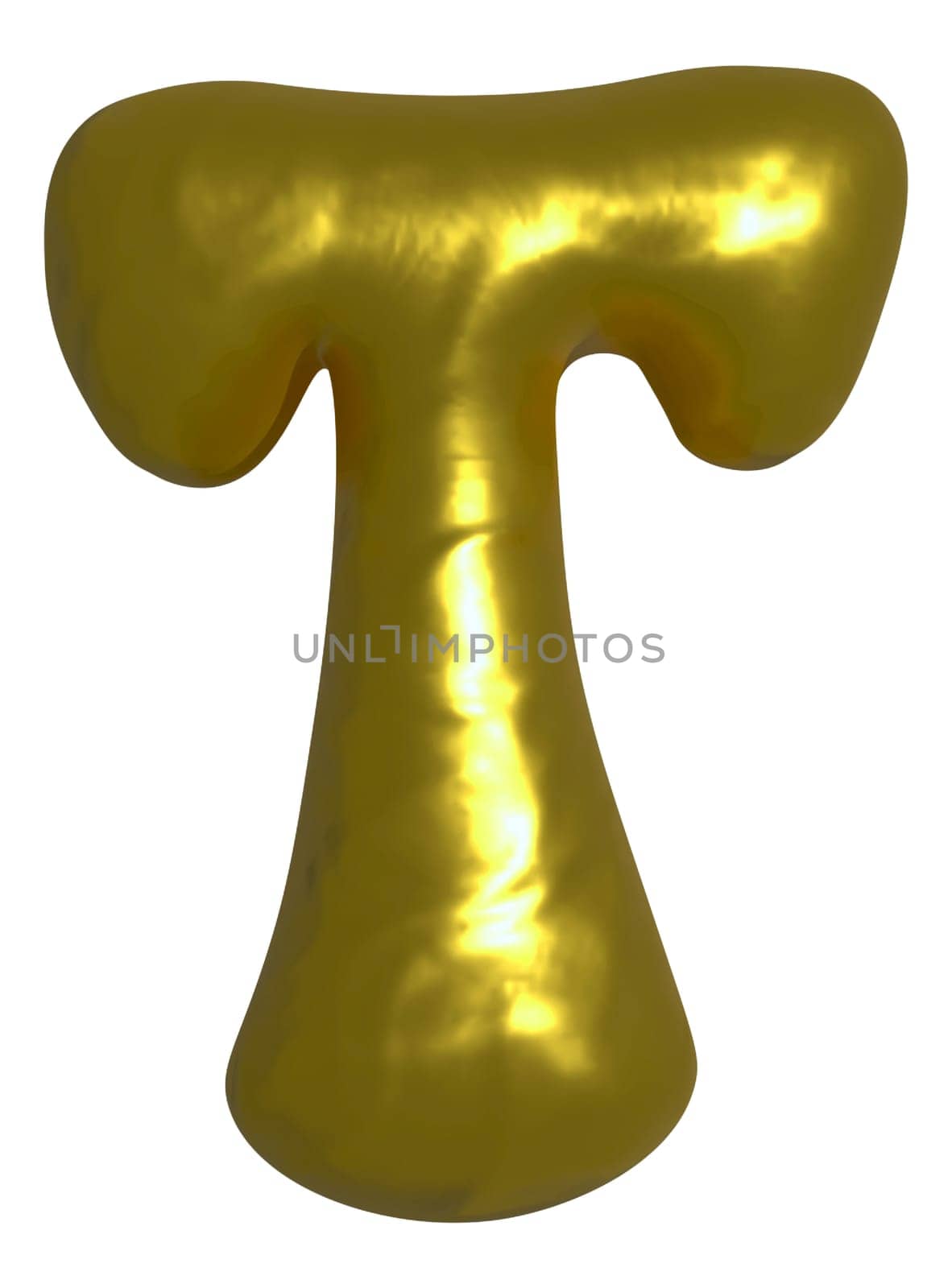 Shiny gold balloon metallic letter T capital. by hadkhanong
