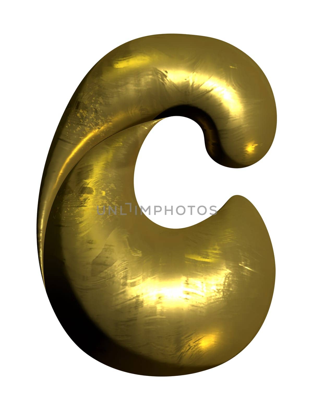 Shiny gold balloon metallic letter C capital. by hadkhanong