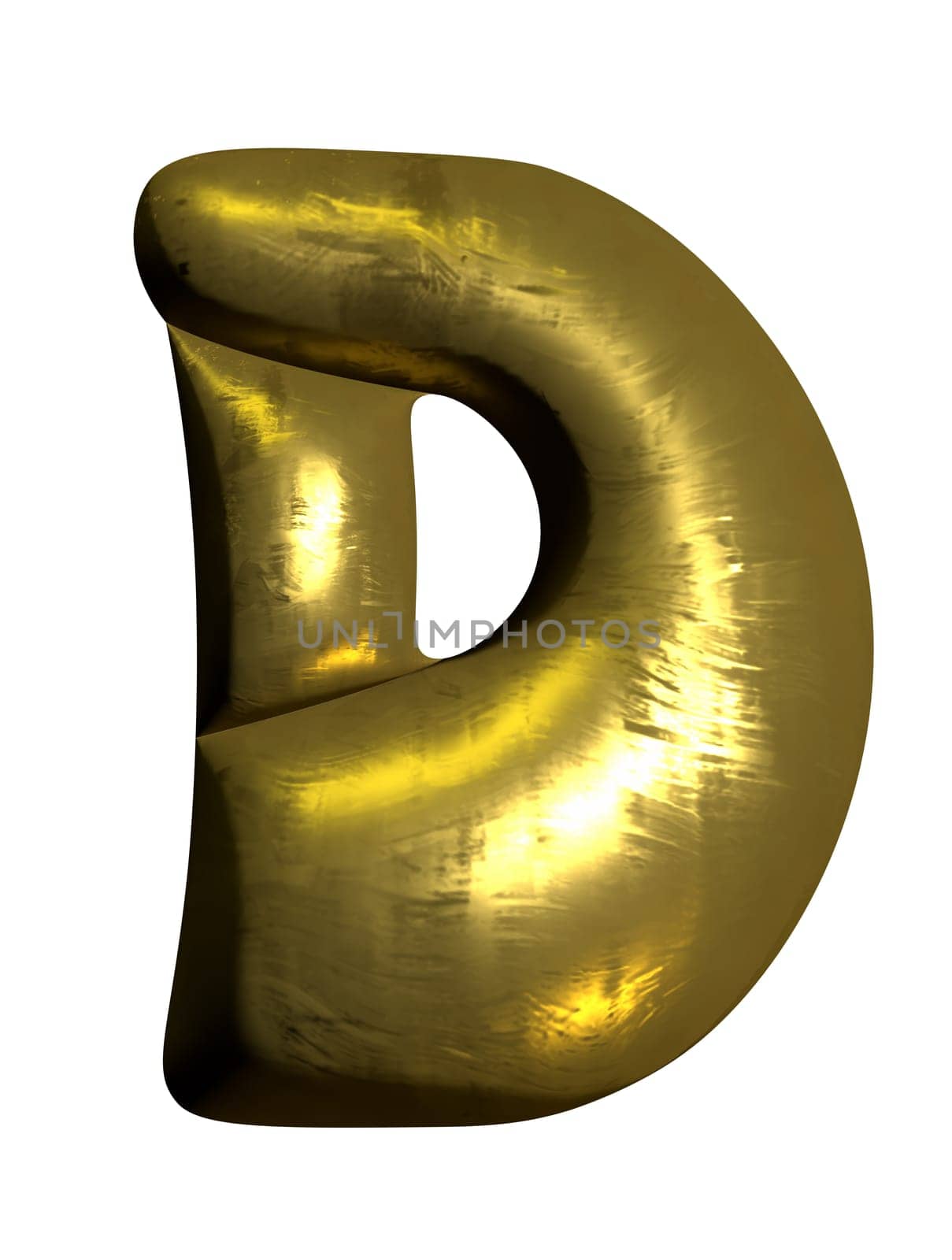 Shiny gold balloon metallic letter D capital. by hadkhanong