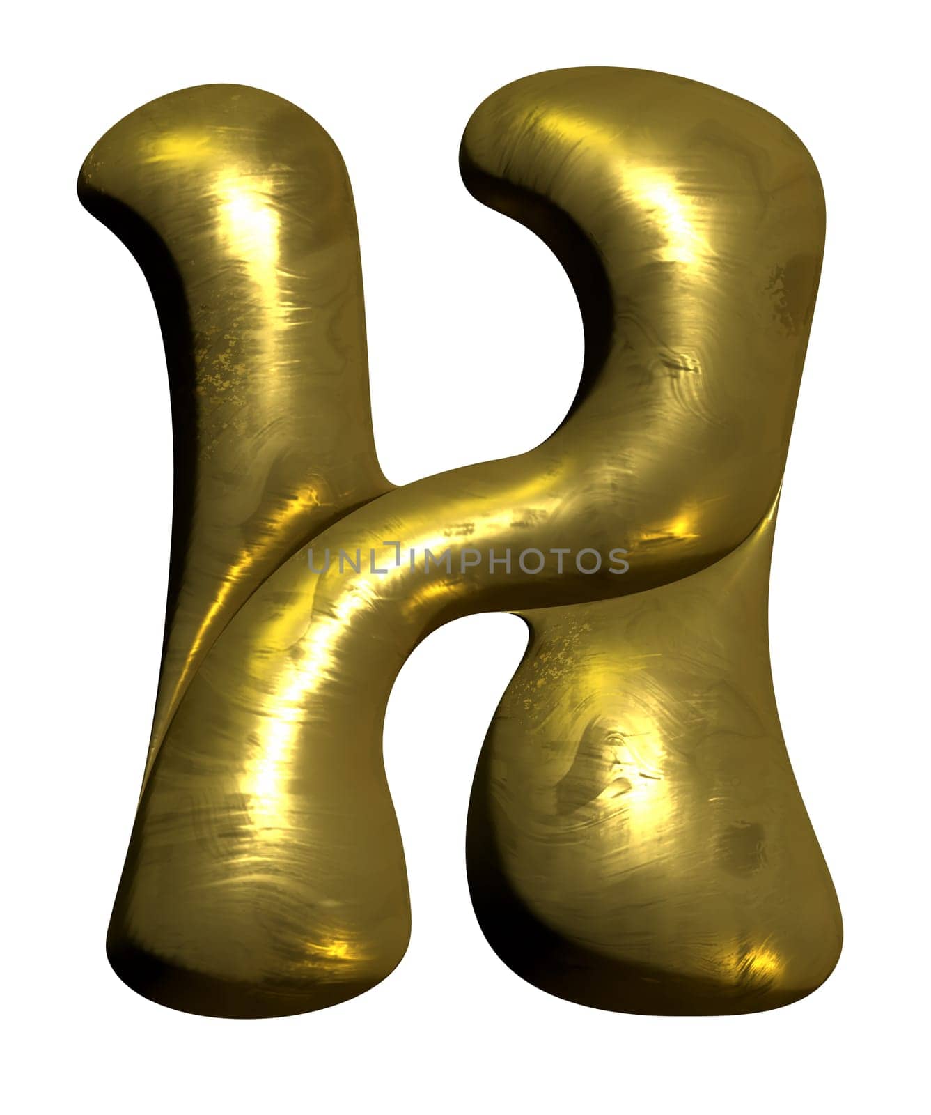 Shiny gold balloon metallic letter I capital, 3D clipart