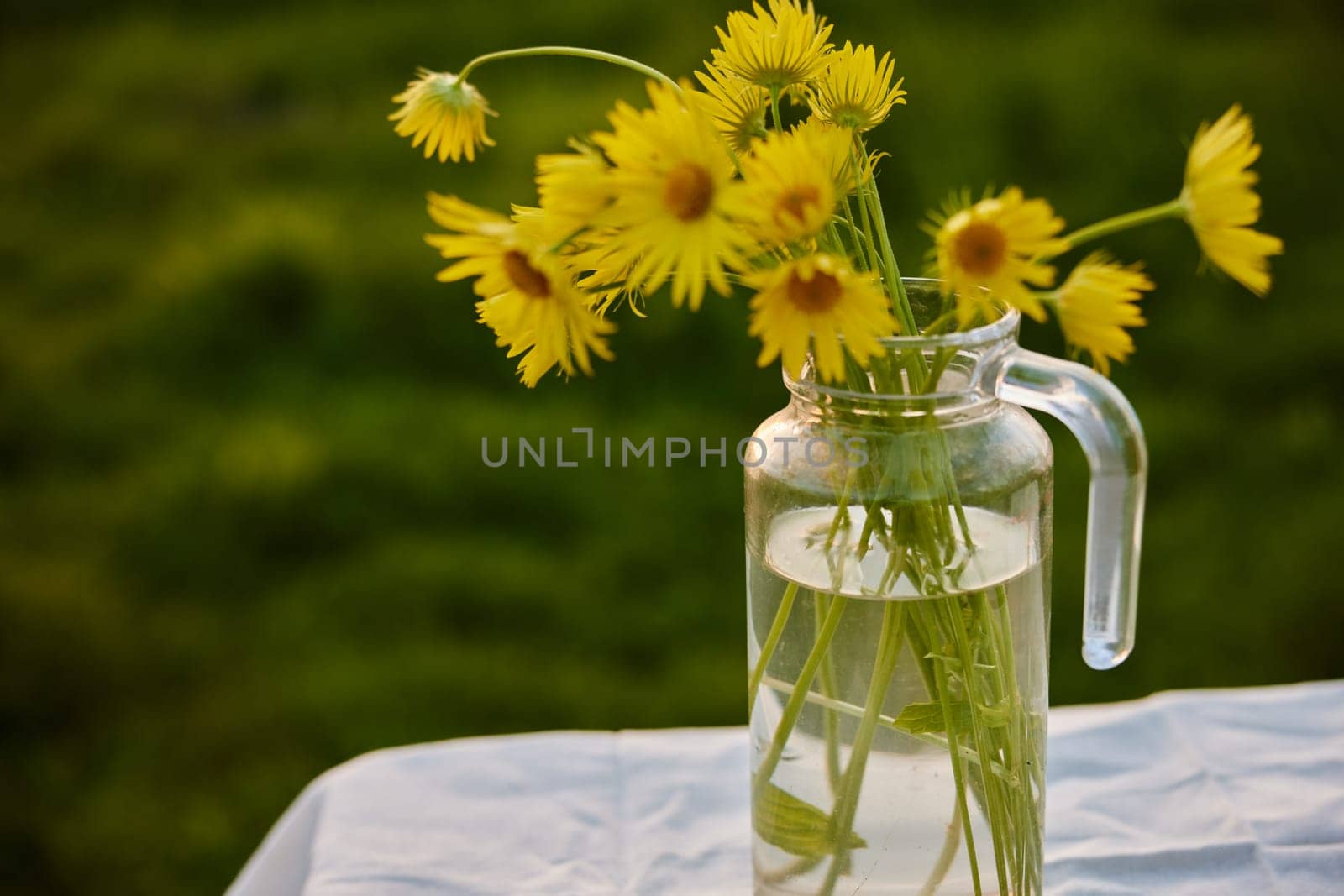yellow flowers on the street vase. High quality photo