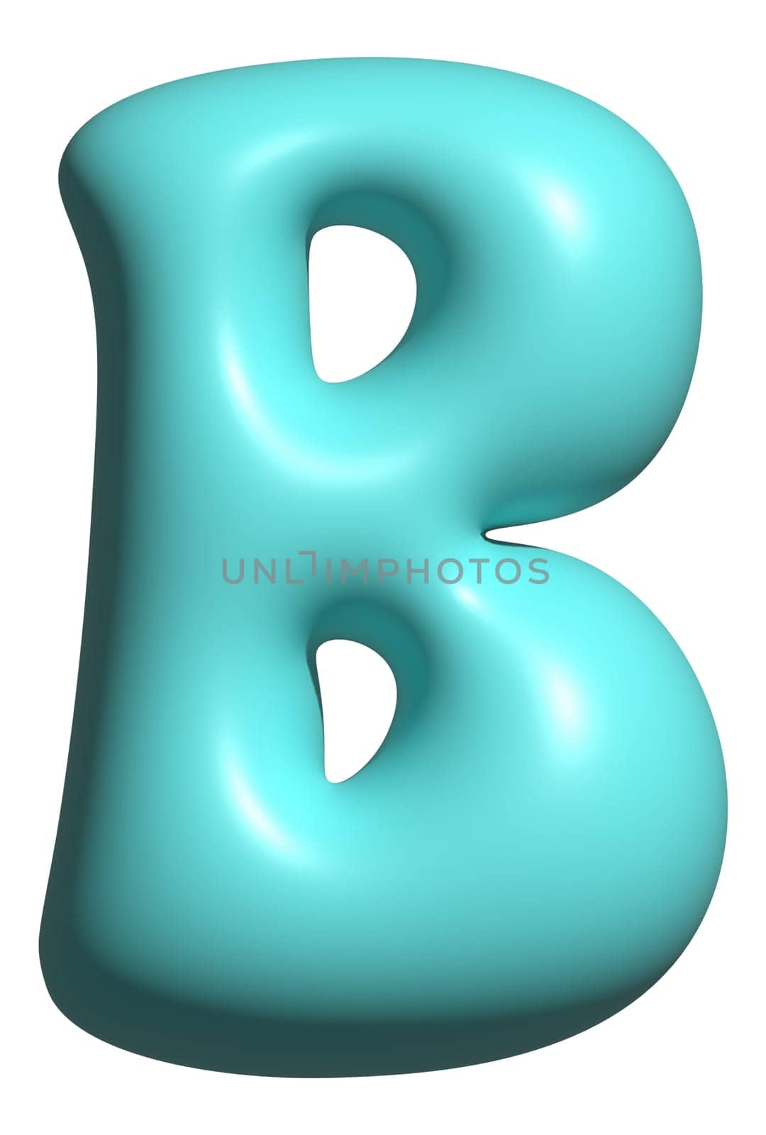 Blue balloon letter B capital, 3D alphabet display font