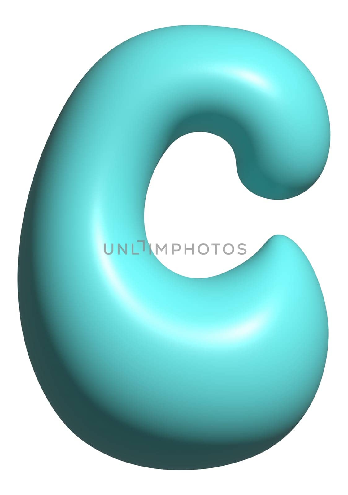 Blue balloon letter D capital, 3D alphabet display font