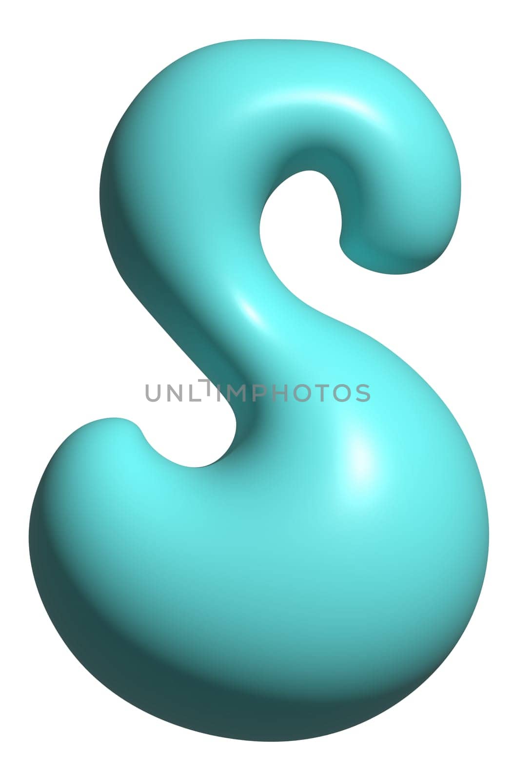 Blue balloon letter S capital, 3D alphabet display font