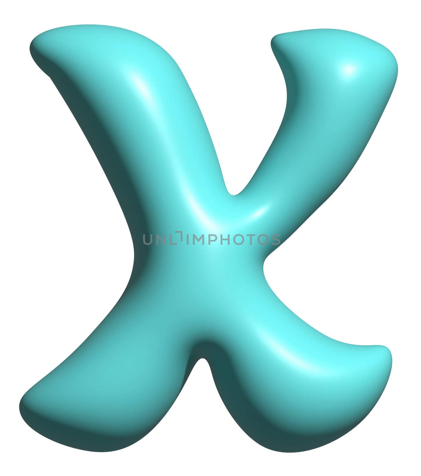 Blue balloon letter X capital, 3D alphabet display font