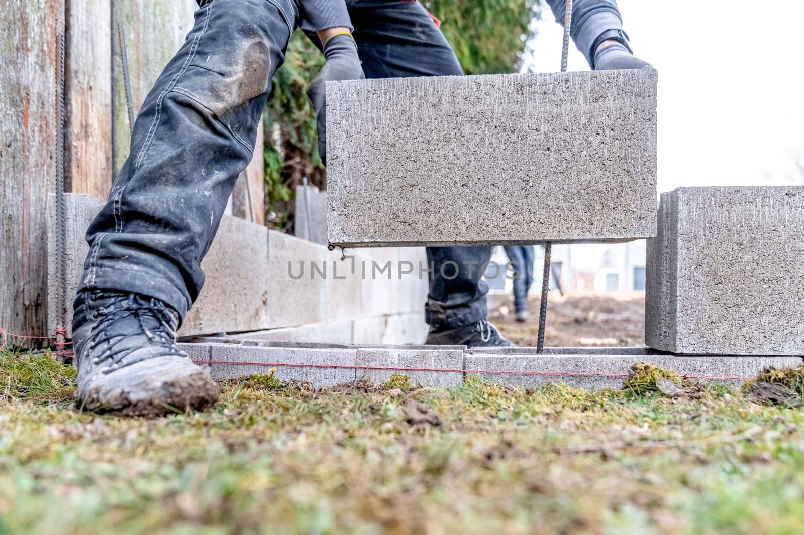 building the foundation of a house from a lost formwork.