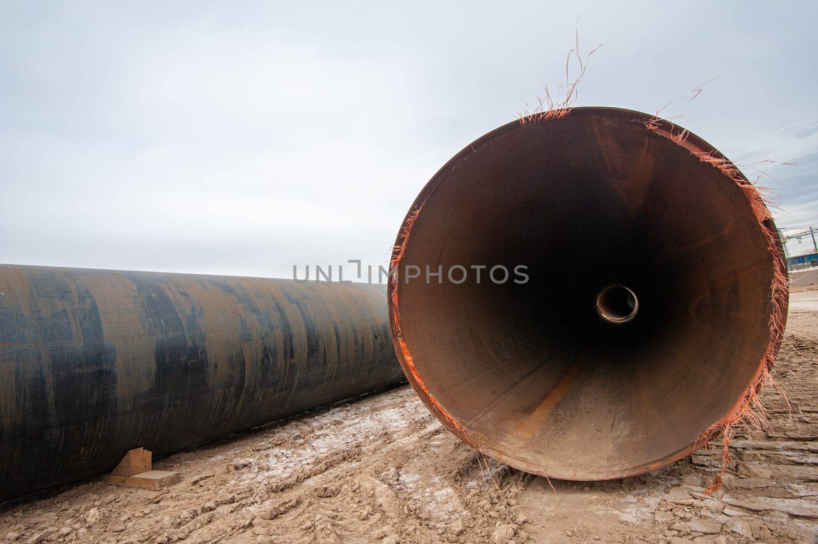 The large pipes at construction site