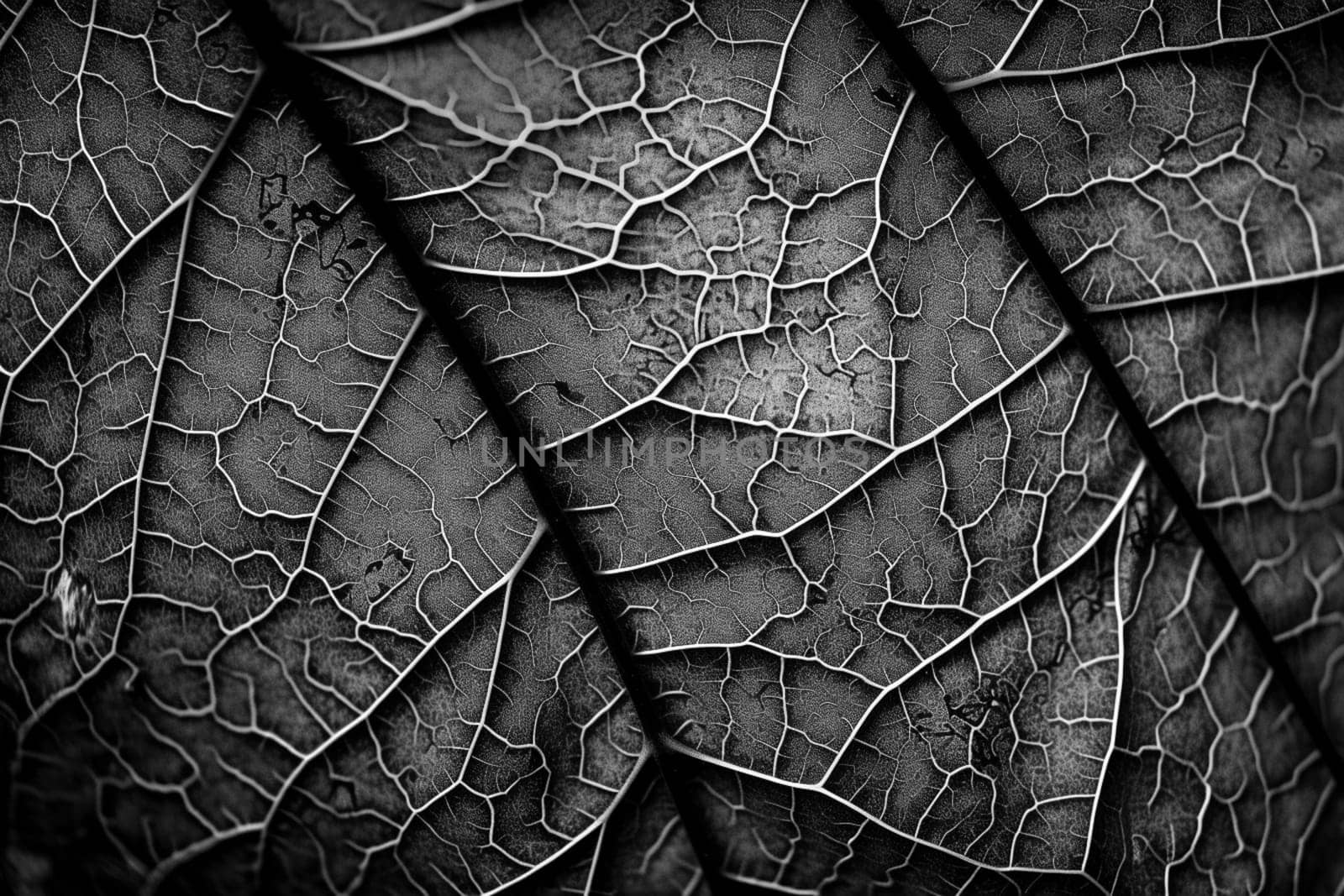 Abstract macro leaf patterns monochrome background. High resolution black and white image.