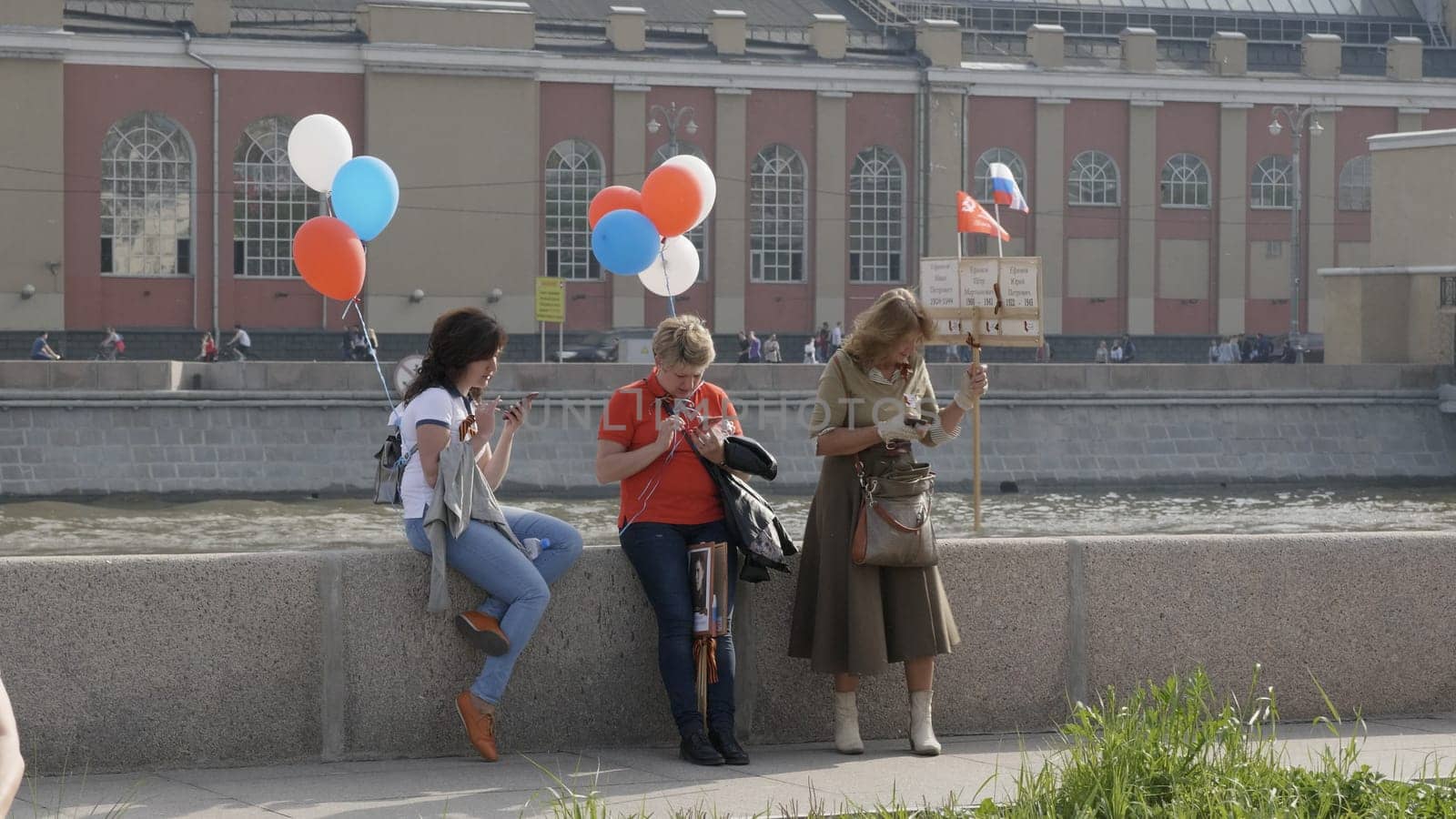 MOSCOW, RUSSIA , May 09, 2019: Over one million people of all ages take part in the Immortal Regiment parade celebrating the memory of loved ones fallen in WWII after the state Victory Parade.