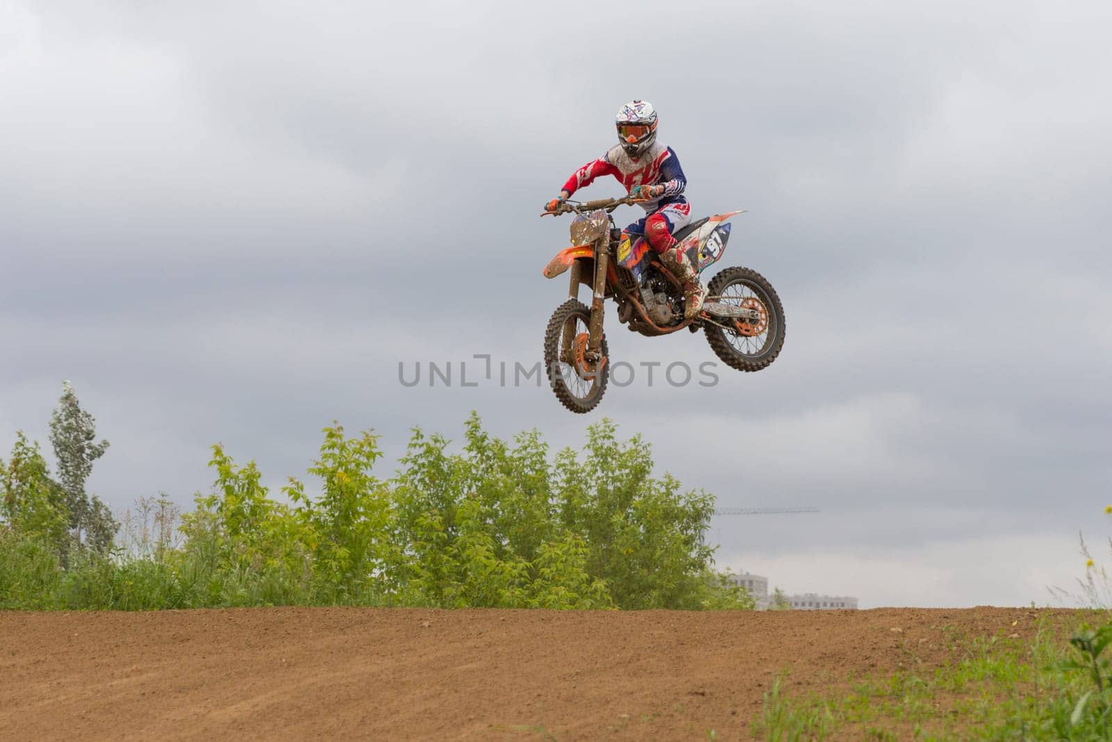MOSCOW - JUNE 4: Motorcyclist at the European Championship in motocross in Russia on June 4, 2017 in Moscow, Russia.