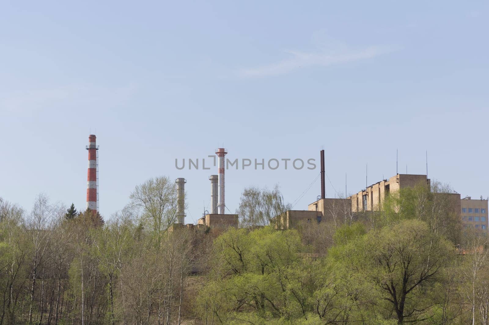 Petrochemical plant with on the sky background.