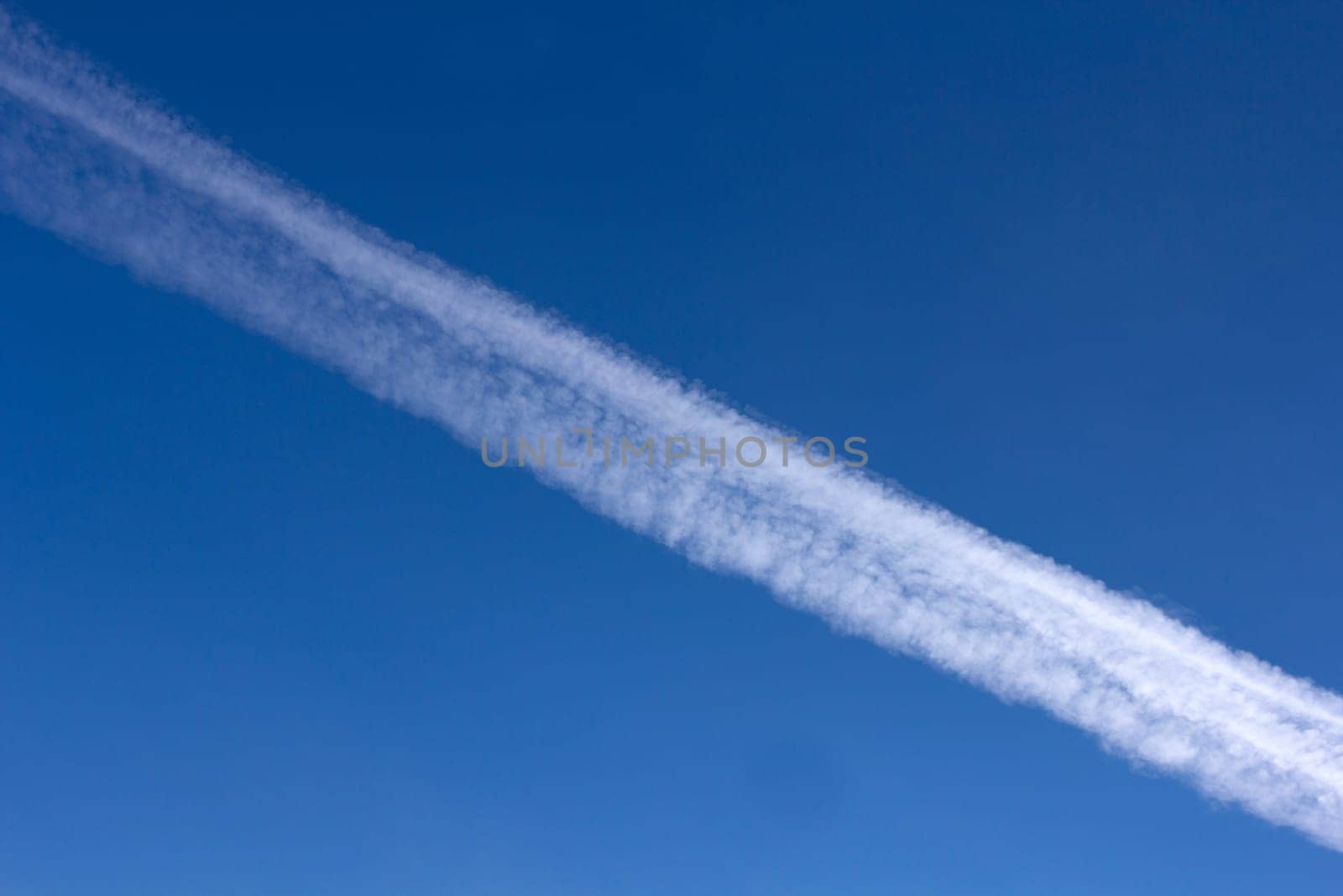trace of the plane in the sky.