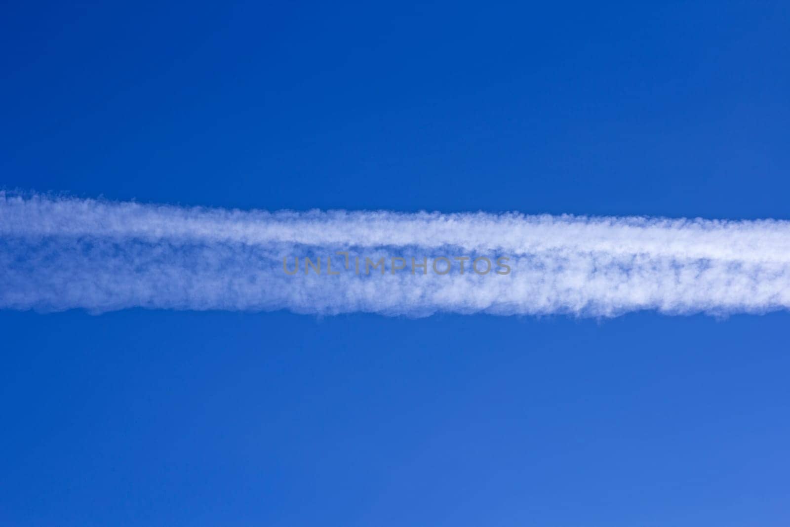 trace of the plane in the sky.