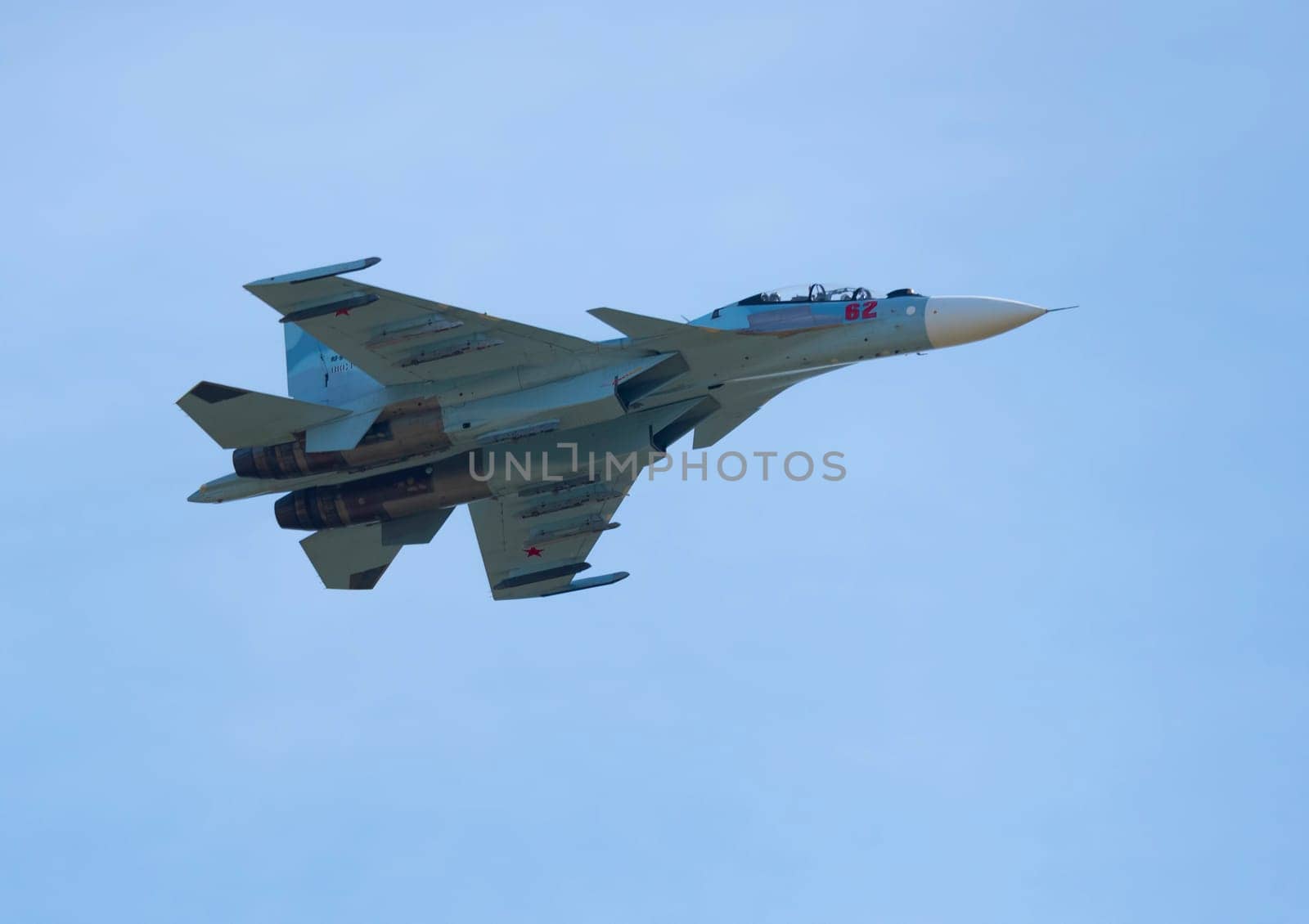 Moscow Russia Zhukovsky Airfield 31 August 2019: The Russian Knights Russkie Vityazi aerobatic team performs a demonstration flight with aerobatics figures of the international aerospace salon MAKS-2019.