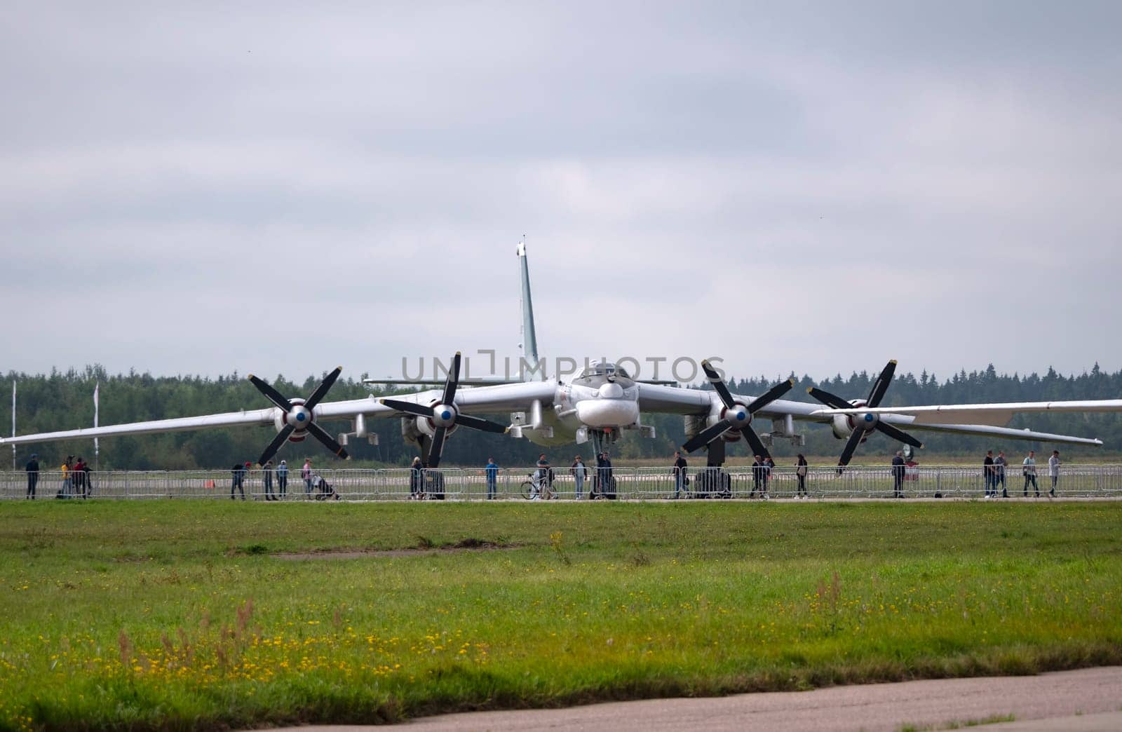 KUBINKA, RUSSIA - AUGUST 25, 2020: International military-technical forum ARMY-2020 at the Kubinka air base. Tu-95 is a large, four-engine turboprop-powered strategic bomber and missile platform