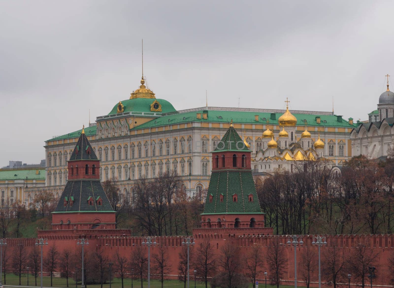 Kremlin Moscow Dome of Senate building Russian Flag tower.