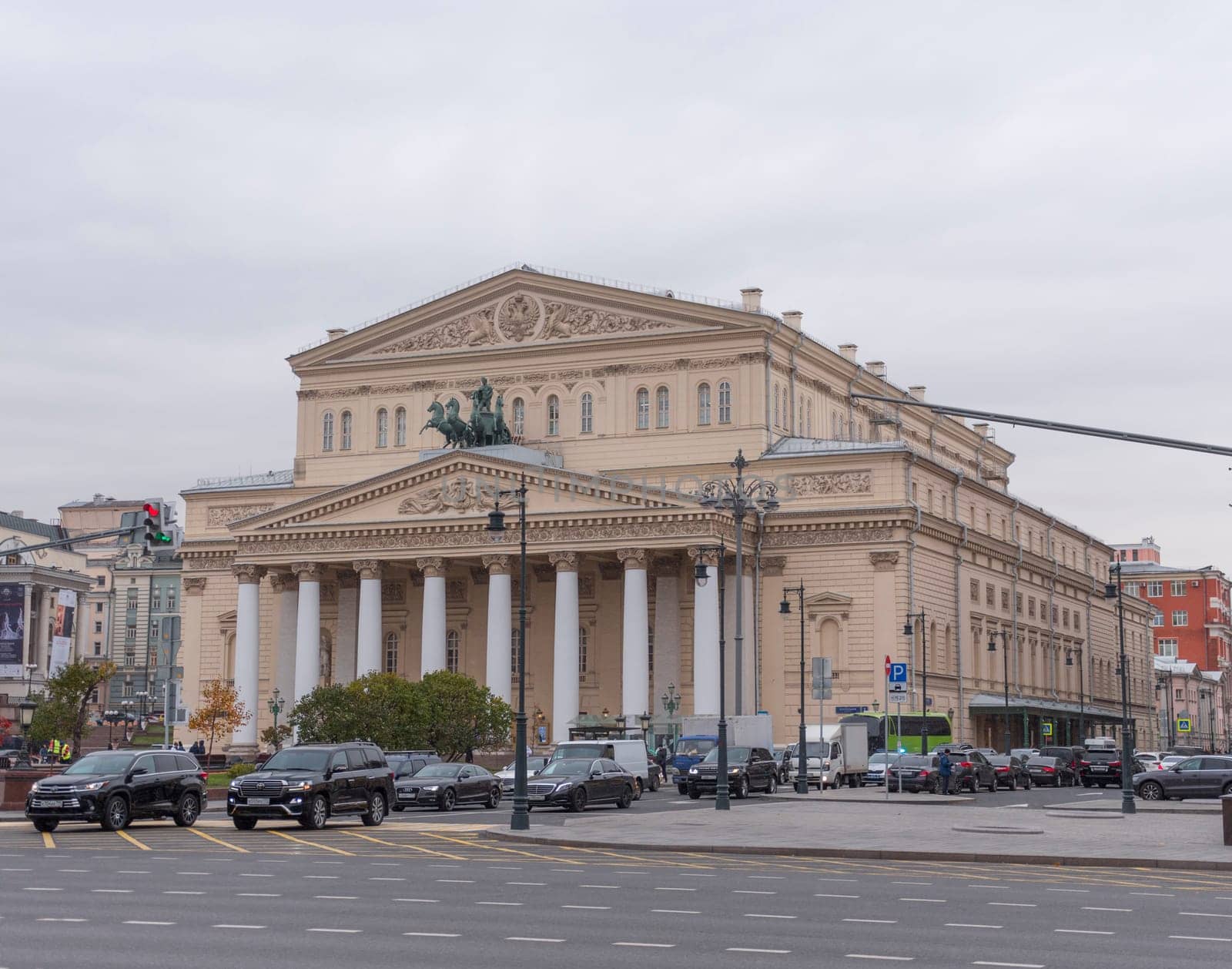 MOSCOW - OCTOBER 14: The Bolshoi Theater in Moscow, Russia on October 14, 2017 in Moscow, Russia.