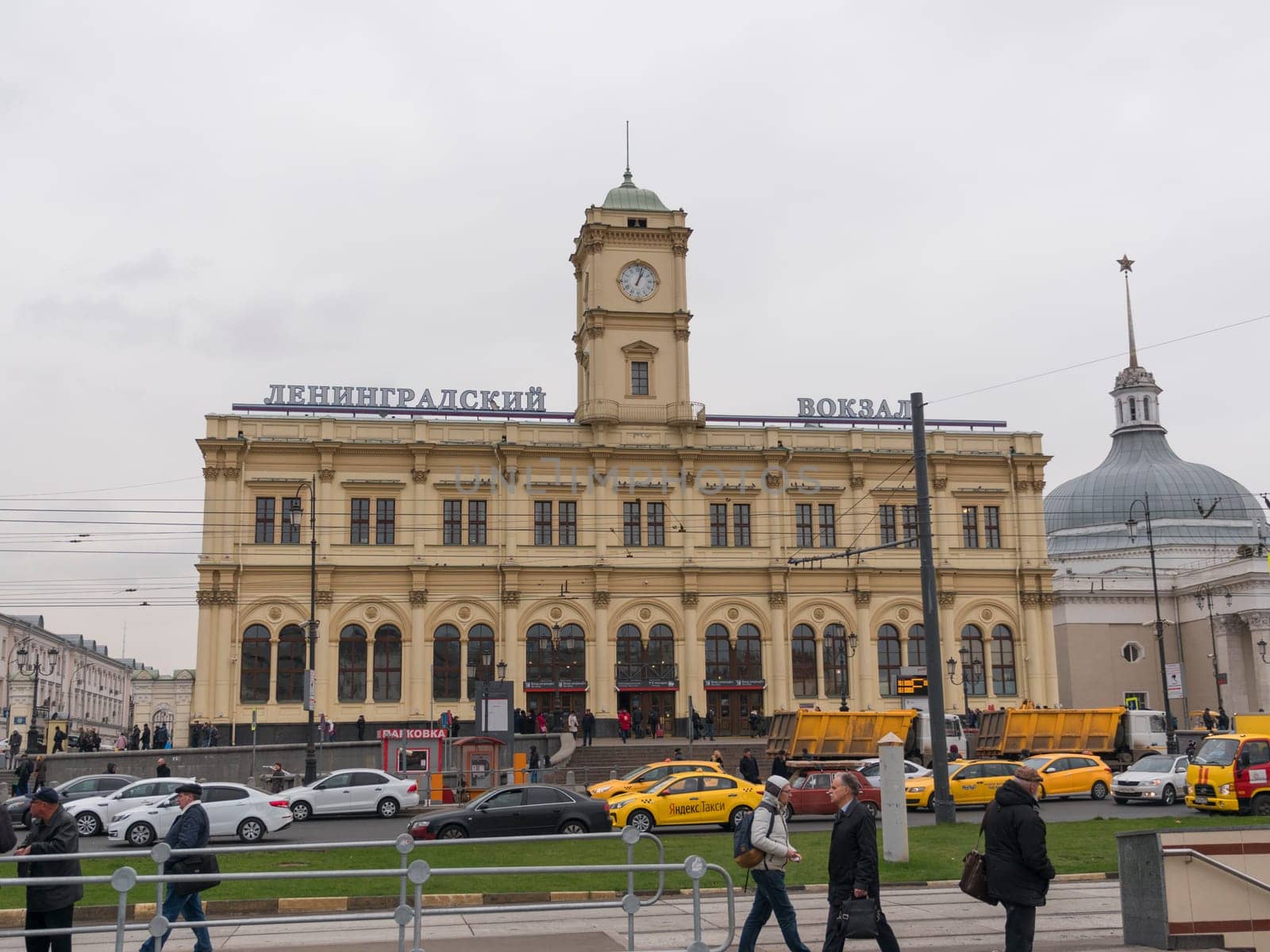 MOSCOW - OCTOBER 14: Leningrad station. One of the nine railway stations and oldest railway station in Moscow on October 14, 2017 in Moscow, Russia.