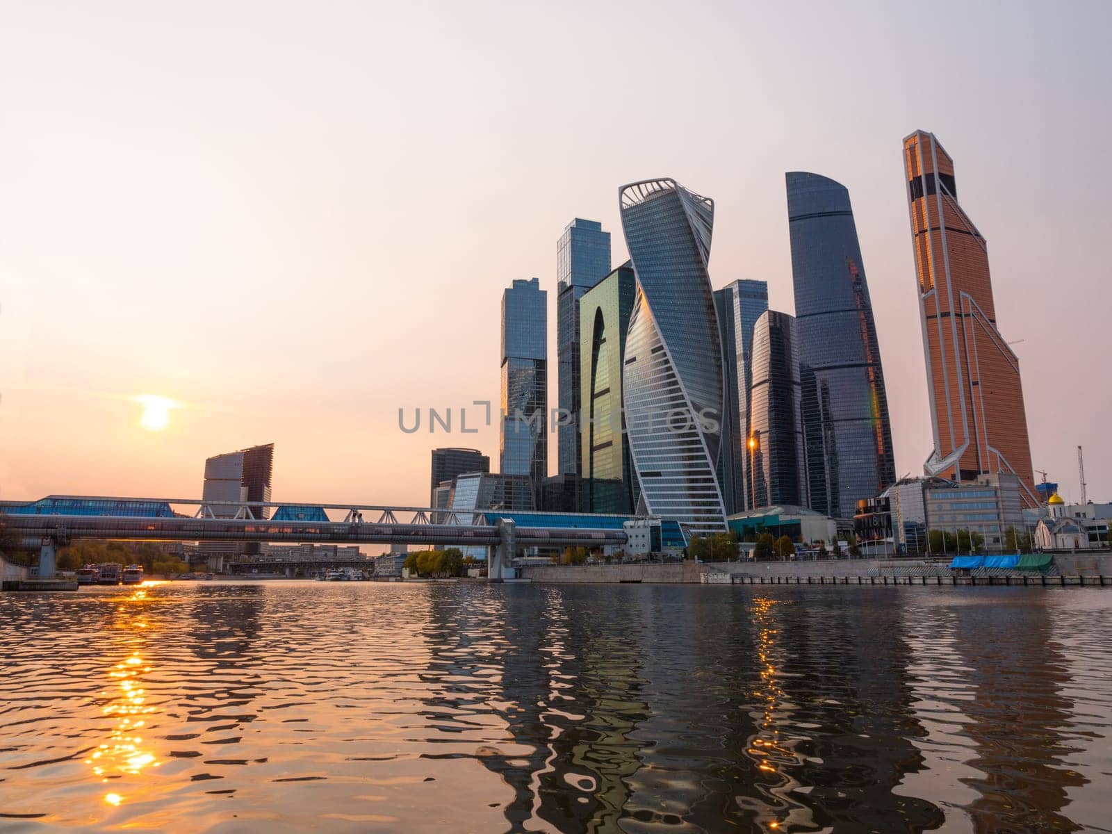 Moscow Modern buildings of glass and steel skyscrapers against the sky