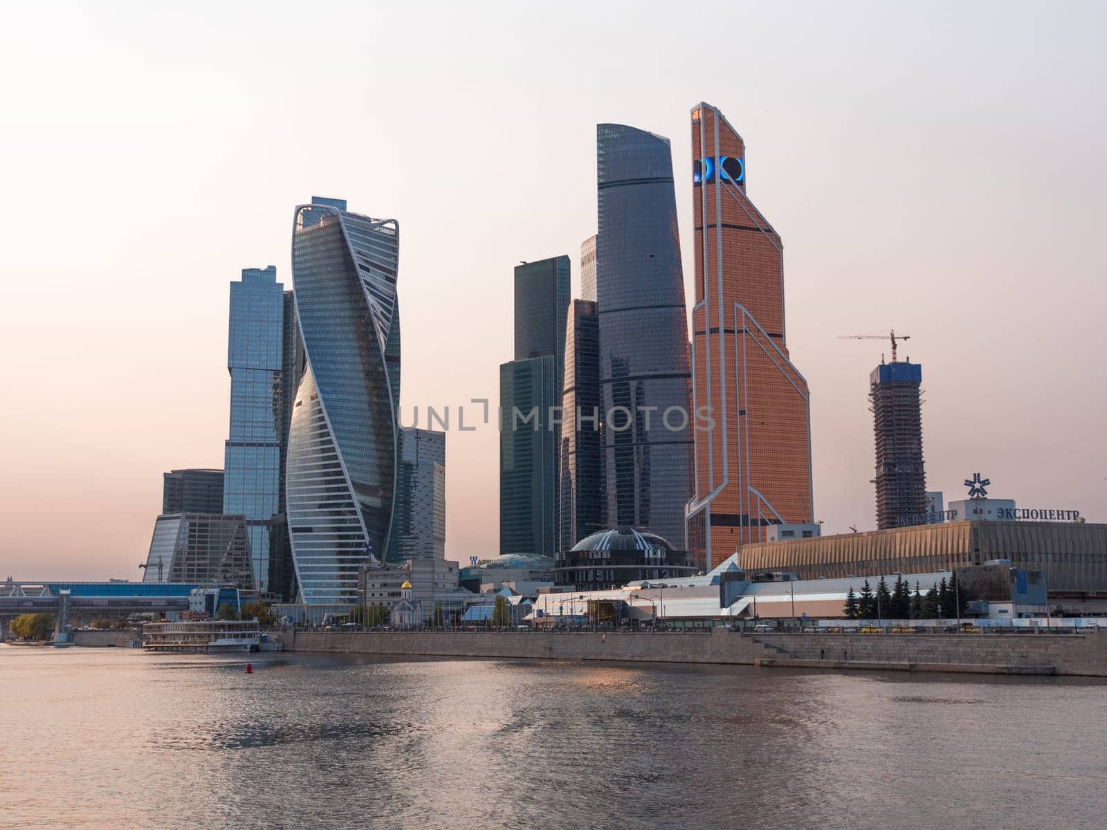 MOSCOW - OCTOBER 14: Moscow Modern buildings of glass and steel skyscrapers against the sky on October 14, 2017 in Moscow, Russia.