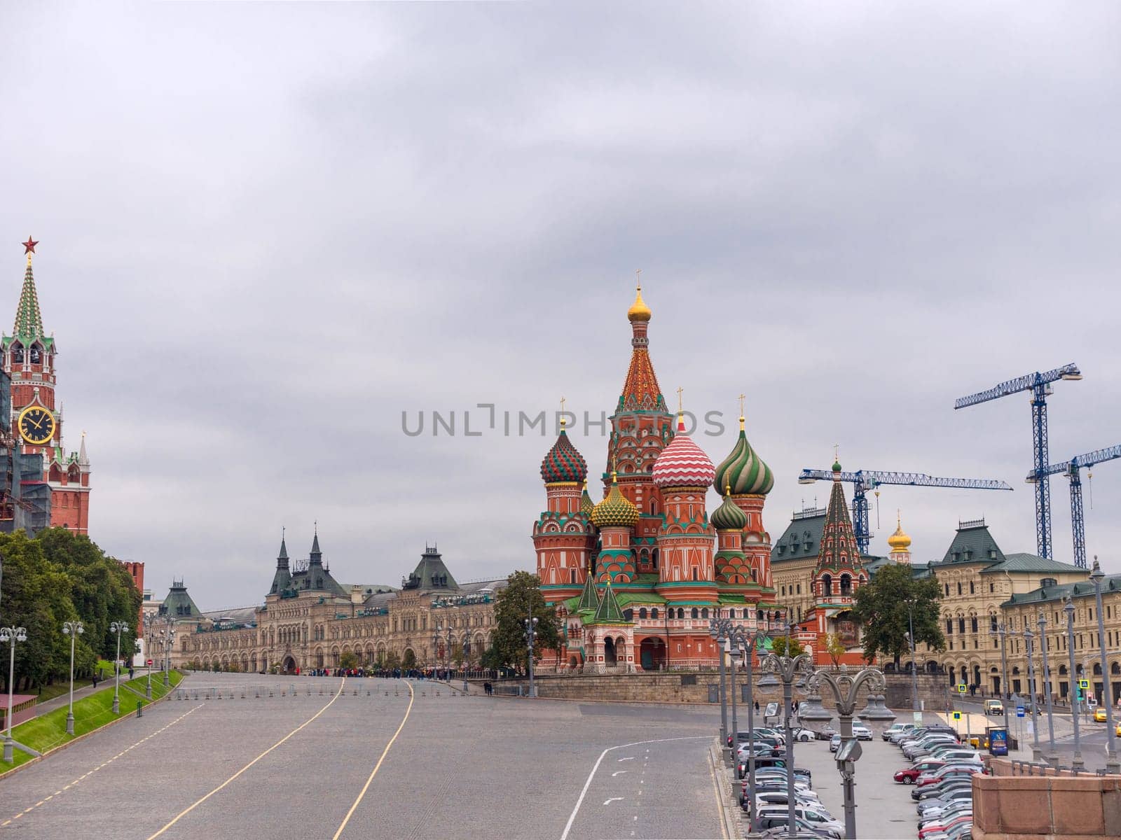 Saint Basil's Resurrection Cathedral tops on the Moscow Russia. Red Square.