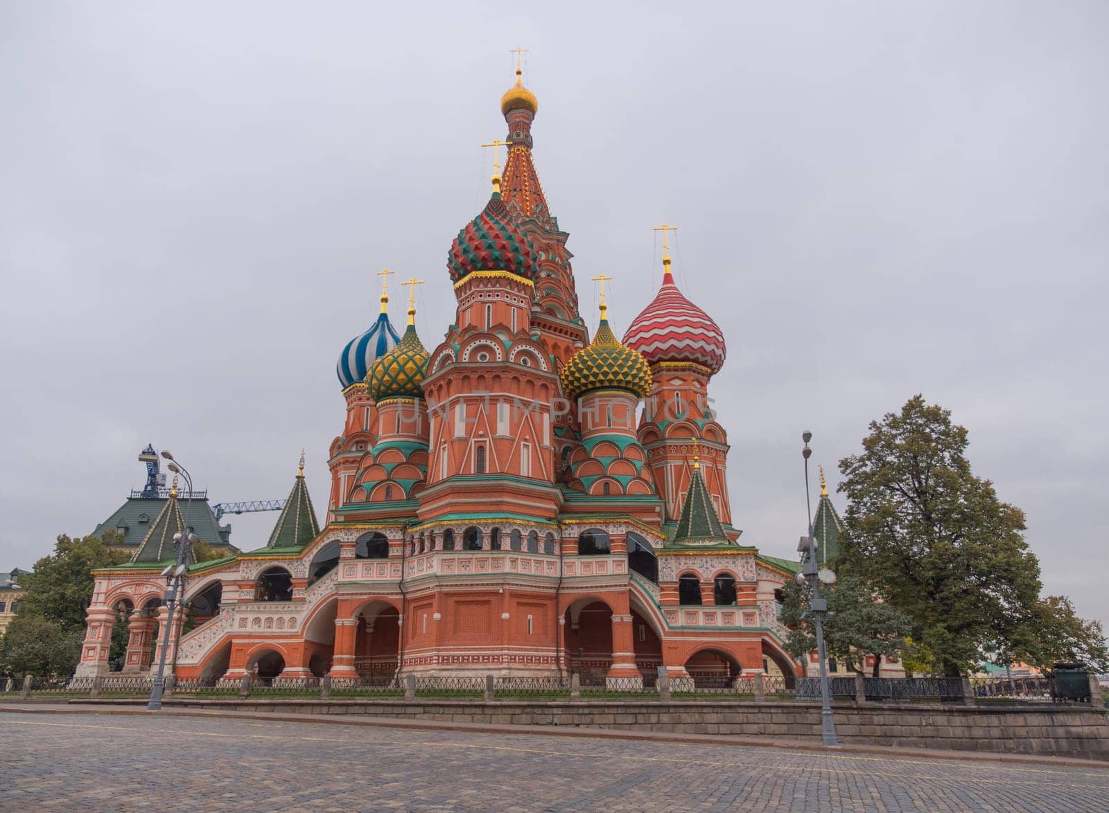 Saint Basil's Resurrection Cathedral tops on the Moscow Russia. Red Square.