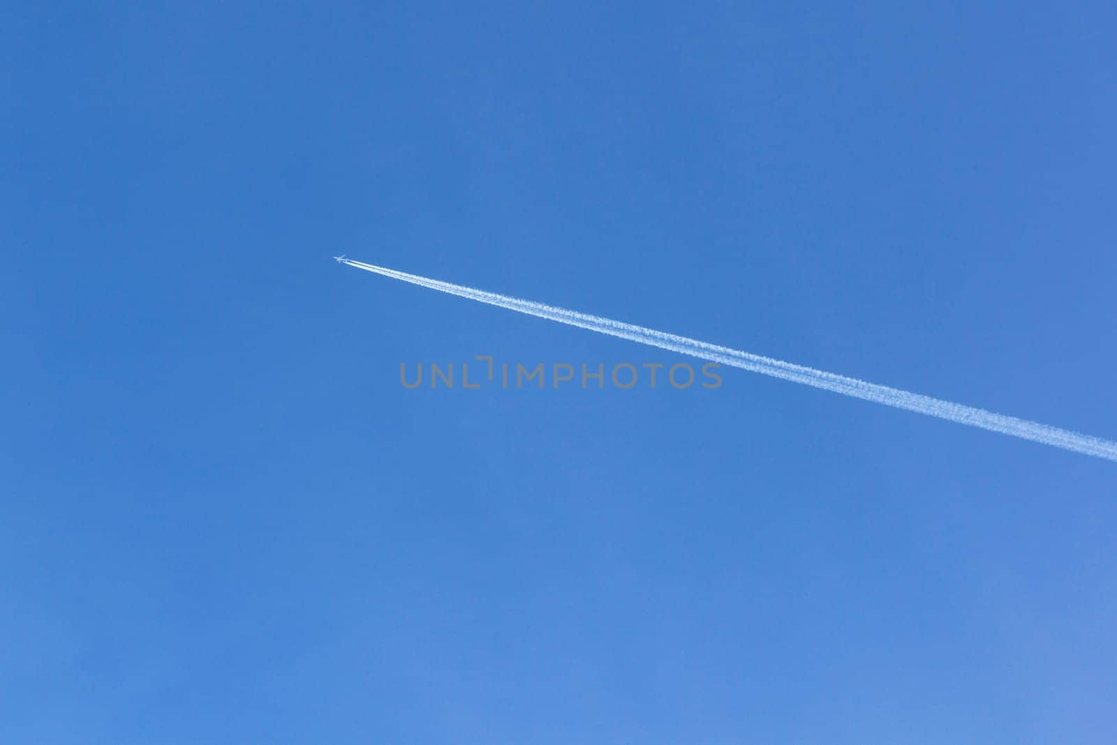 trace of the plane in the sky.