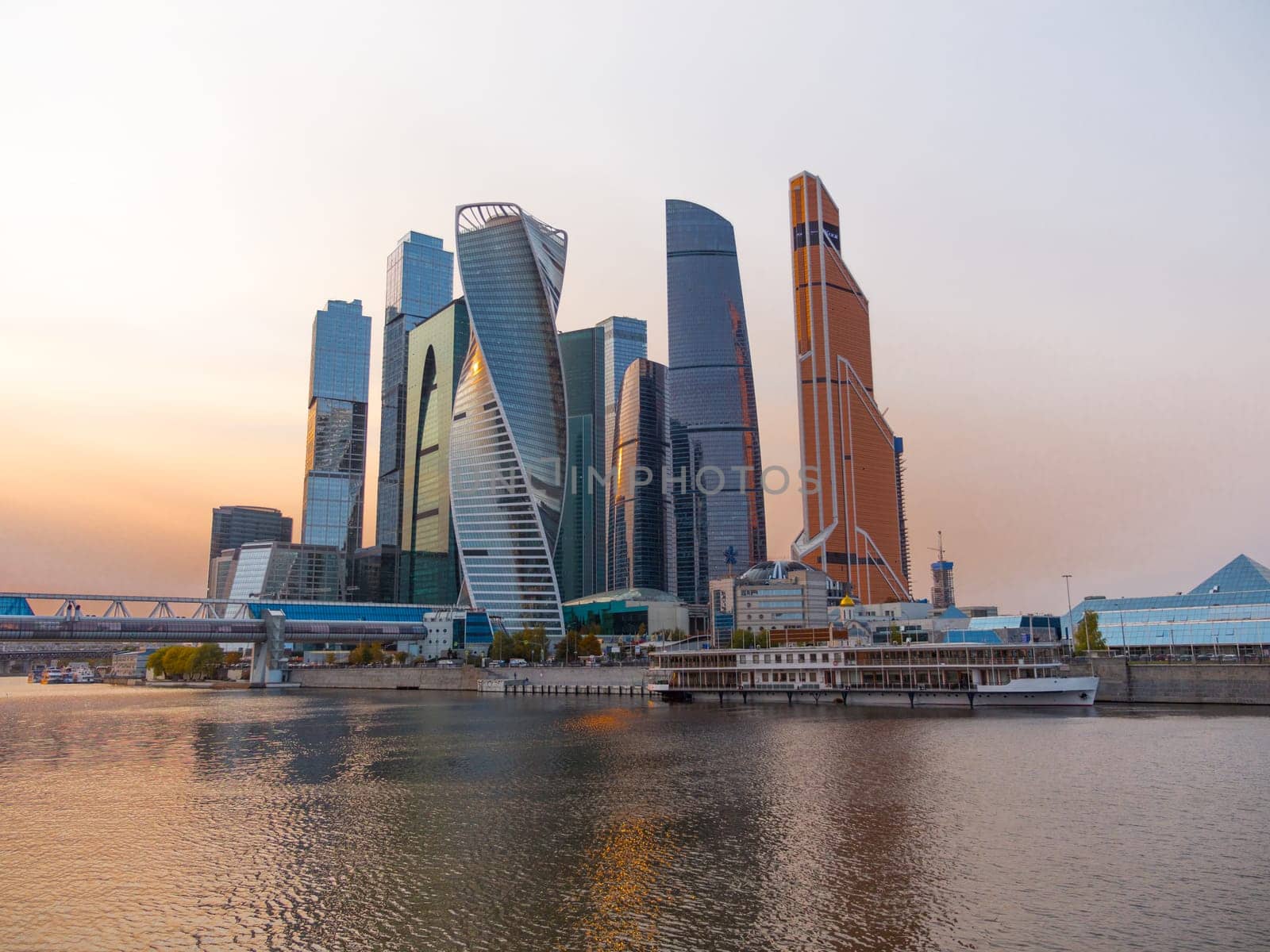 Moscow Modern buildings of glass and steel skyscrapers against the sky