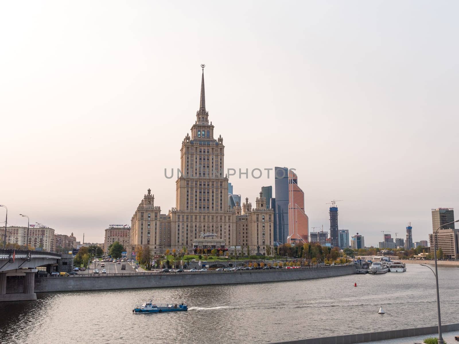 MOSCOW - OCTOBER 14: Moscow Stalin era tower building of Ukraine hotel on October 14, 2017 in Moscow, Russia.