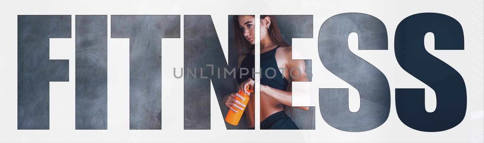 Fitness word with woman inside that have a day in gym.
