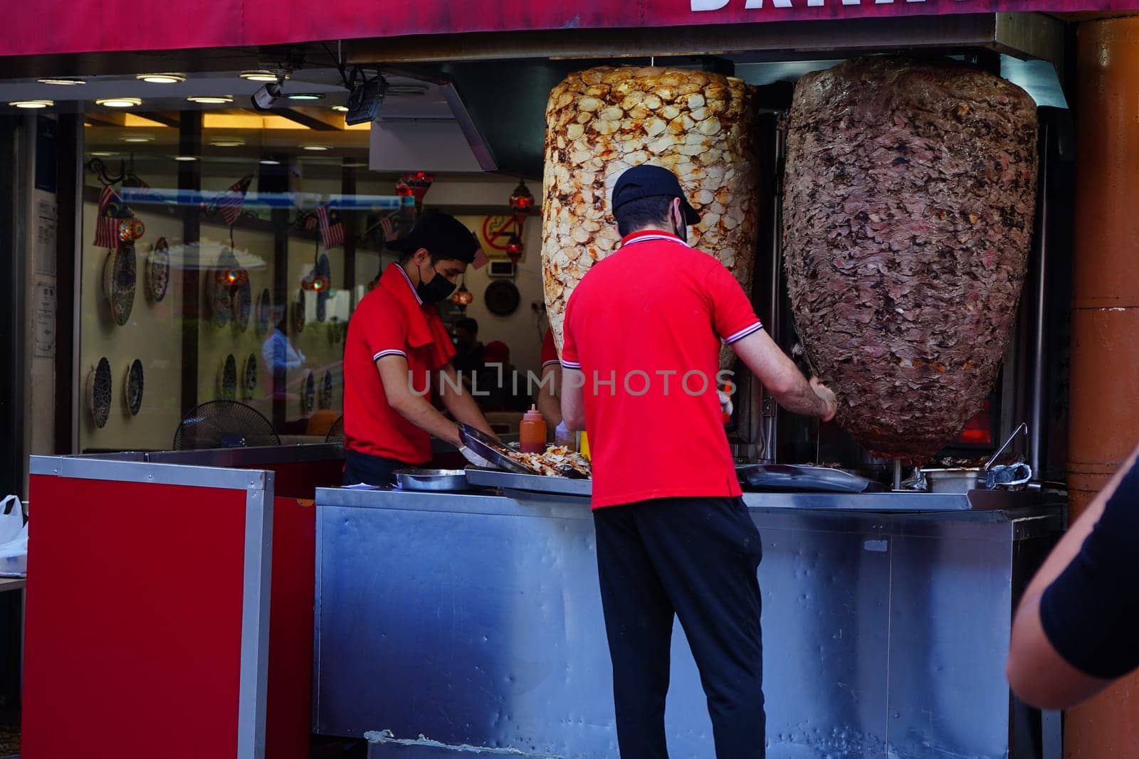 Kuala Lumpur, Malaysia - March 5, 2023. Traditional Turkish food is Doner kebab in Bukit Bintang. Popular Street Foods.