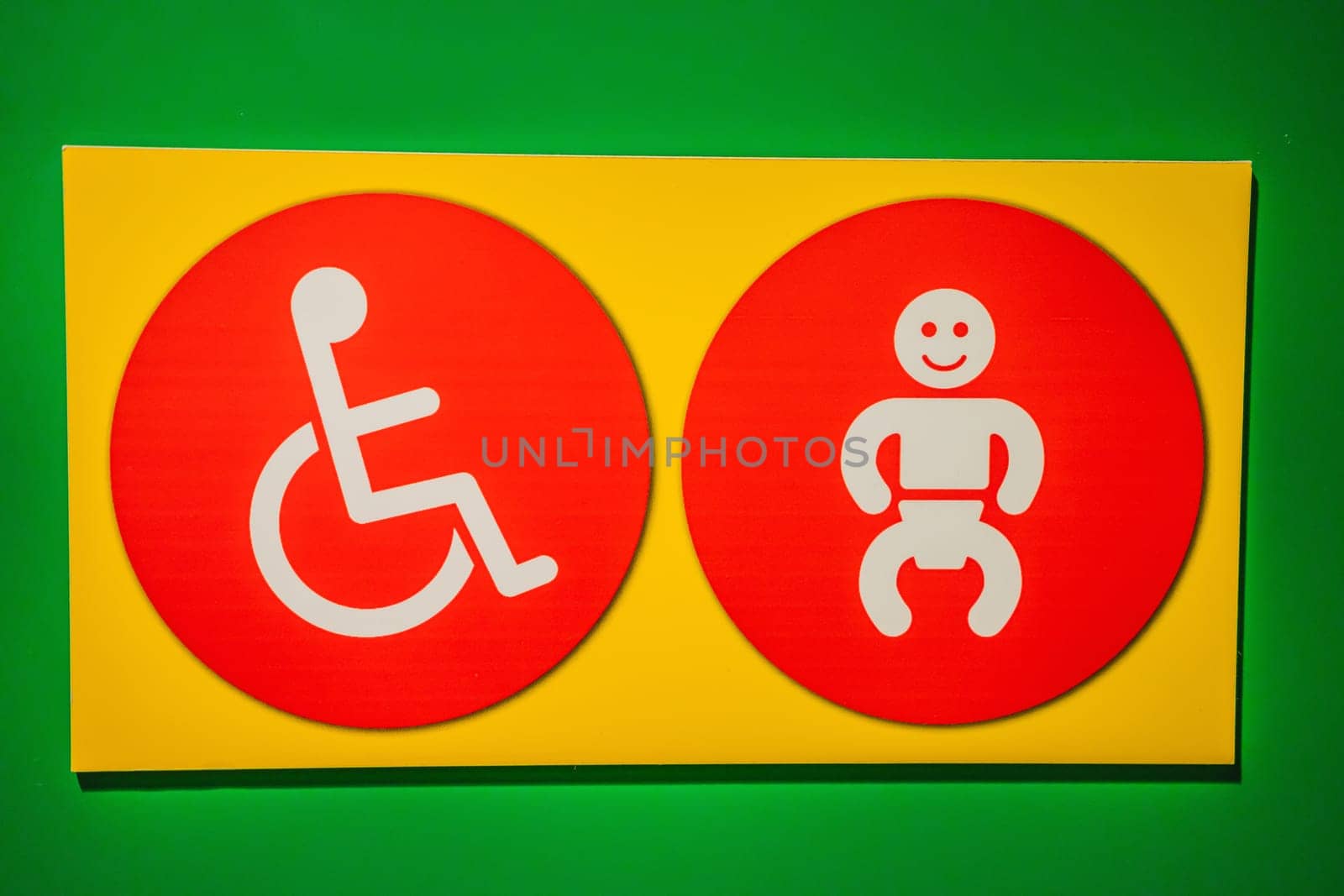 Signs for small children and disabled people.