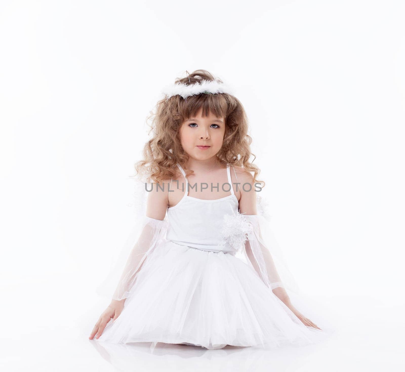 Image of cute little angel isolated on white background