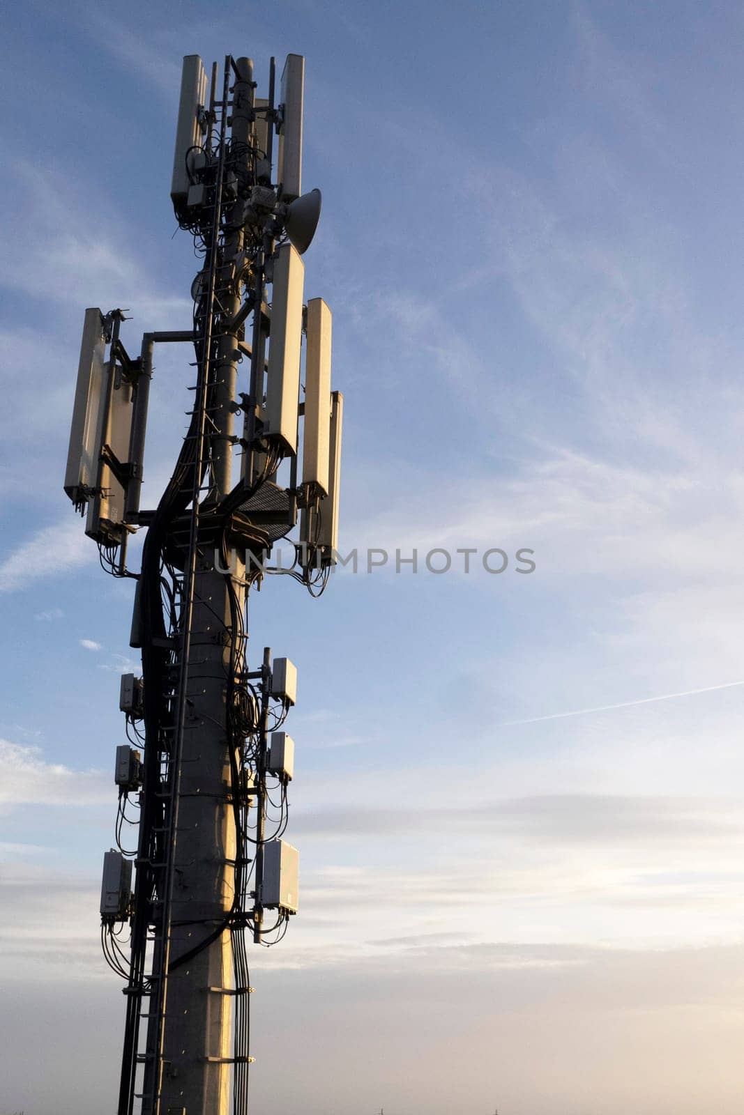 Aerial photographic documentation of a telephone repeater taken from another mountain 