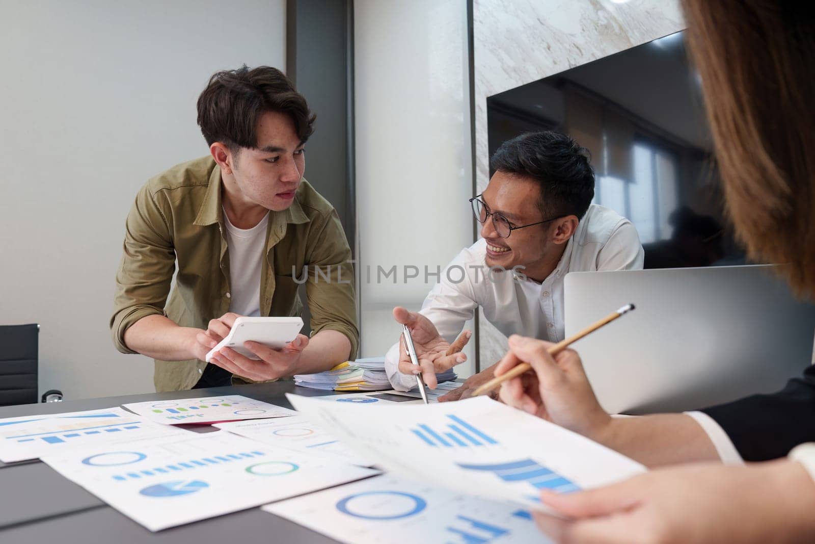 Group of Business people or Accountant checking finance data document for investigation of corruption account at meeting room. Anti Bribery concept by itchaznong