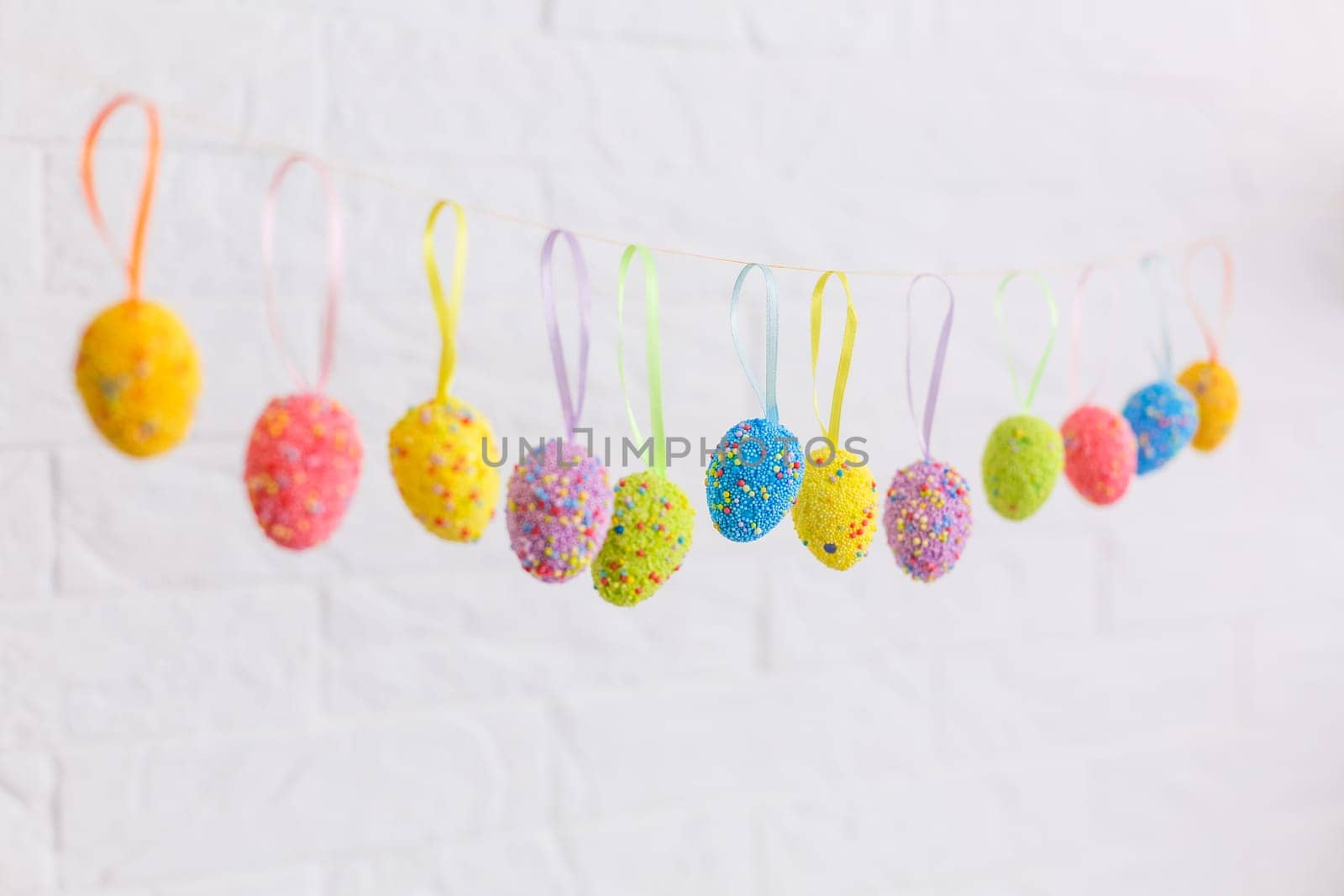Easter eggs painted in pastel colors on a white background. by Andelov13