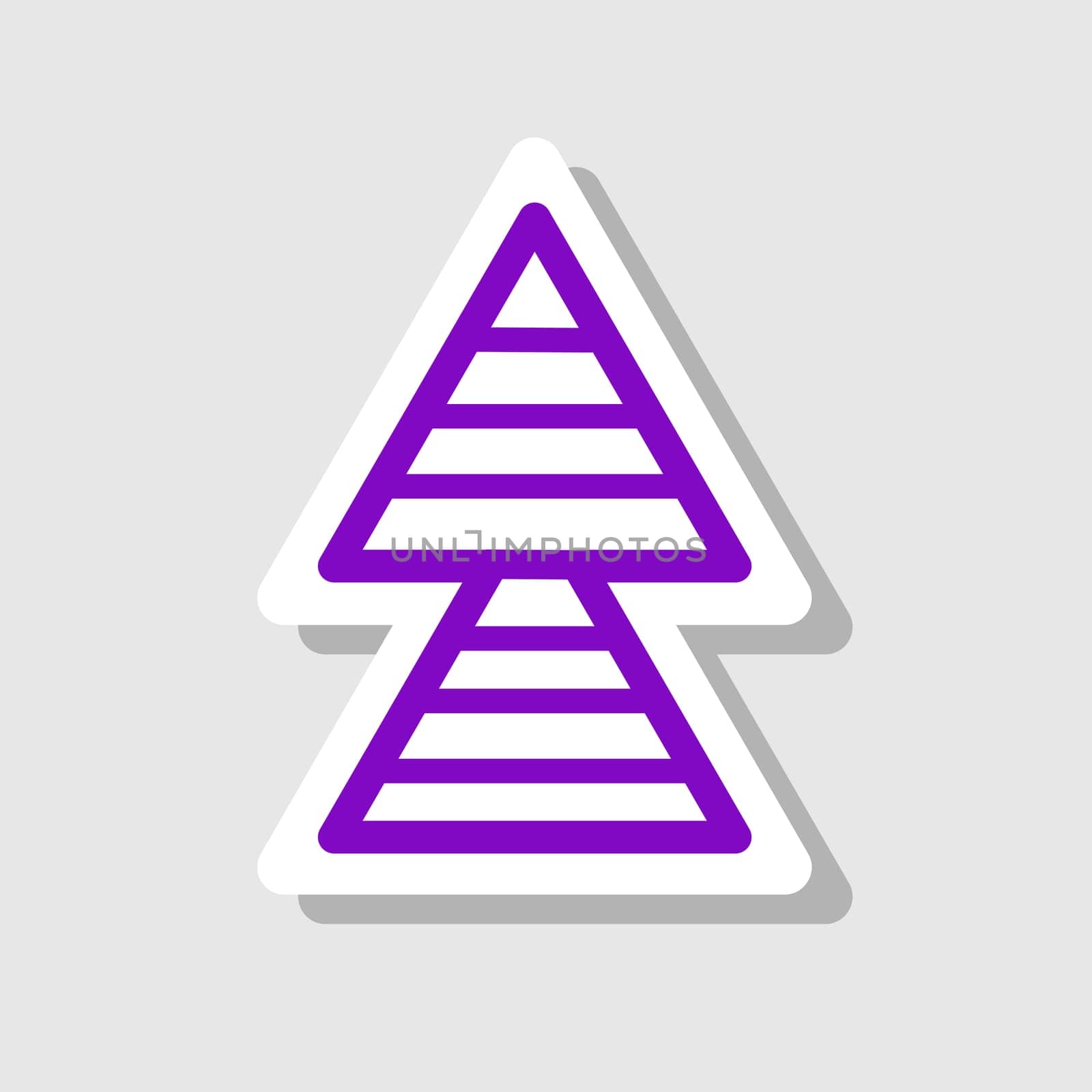 Purple line icon of christmas tree. Vector illustration. New Year and Christmas sticker