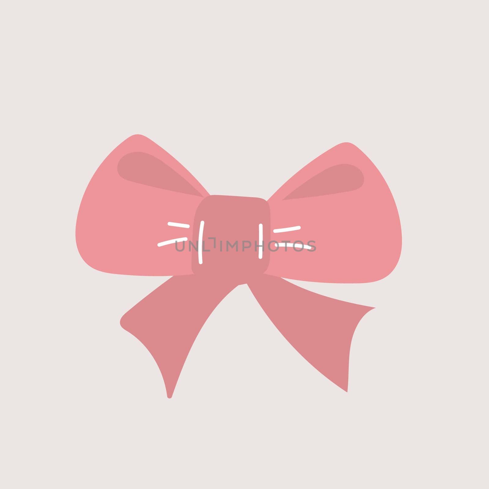 Pink bow. Doodle vector illustration. Simple hand drawn icon on white for design by natali_brill