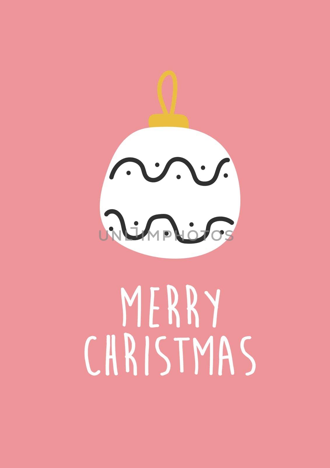 Hand drawn Christmas toy decoration. Simple modern card design, scandinavian by natali_brill