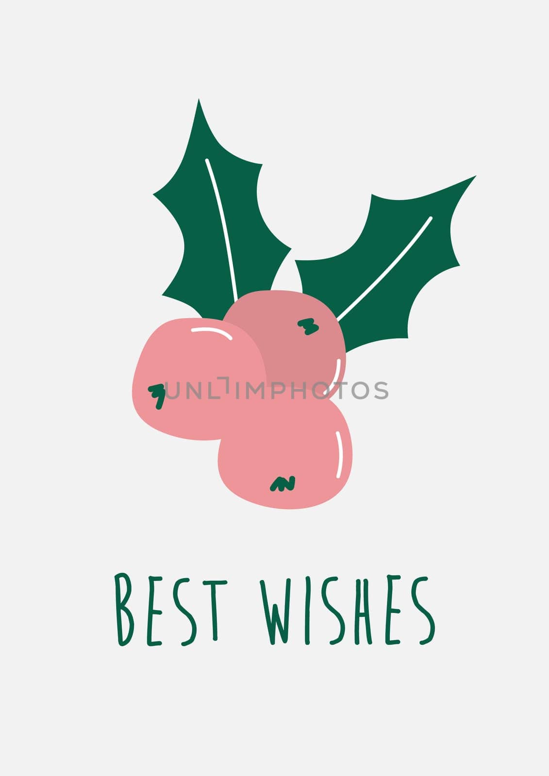 Holly berry icon in cartoon flat style. Hand drawn vector card by natali_brill