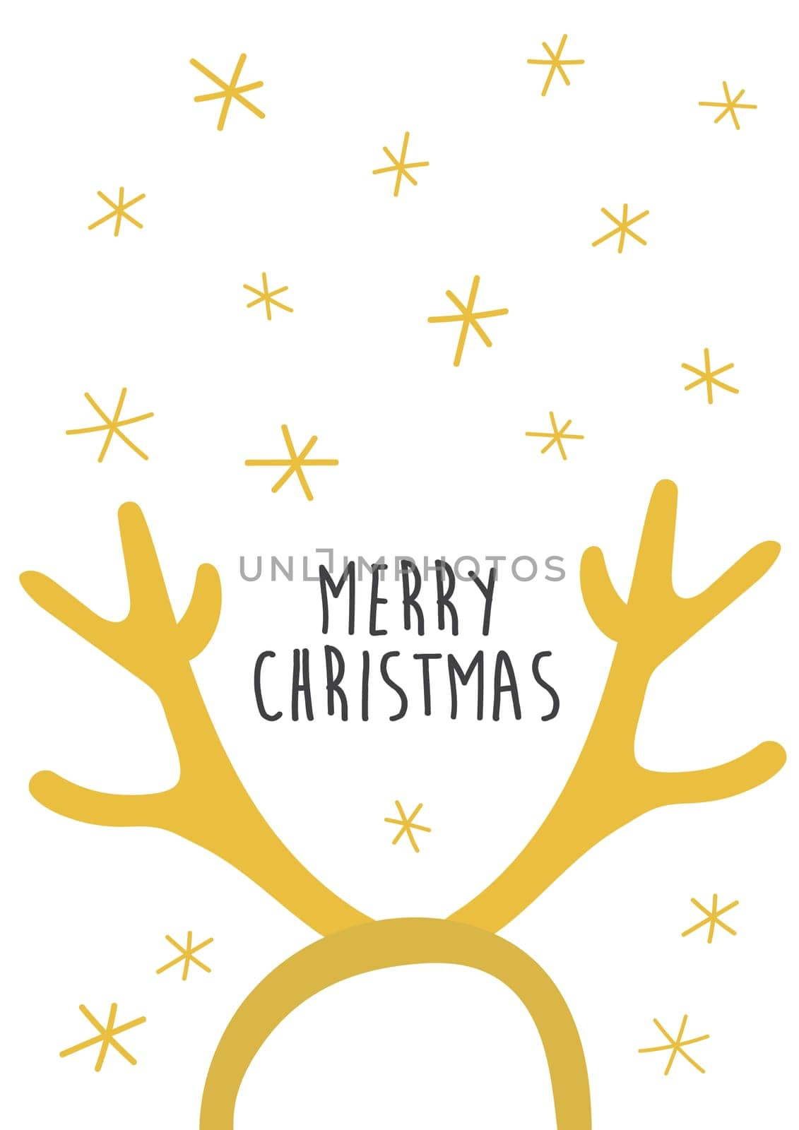 Merry Christmas greeting card. Reindeer antlers horns. Cartoon illustration by natali_brill
