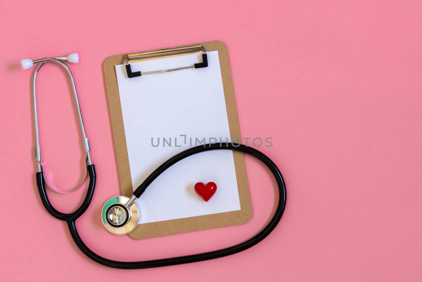 Prescription for medication cardiologist. International nurses week. Congratulation for nurse day, space for text, pastel pink background. by Ri6ka