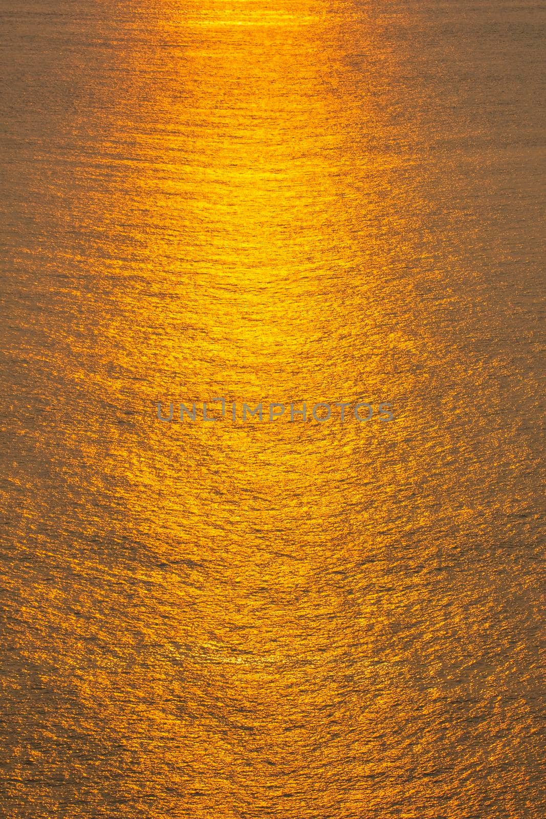 Sunset The sea surface reflects the sunlight in gold.