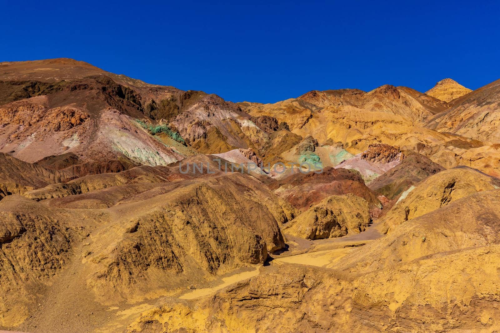 Colorful Artist’s Palette rocks on the mountain side in Death Valley National Park, California, USA