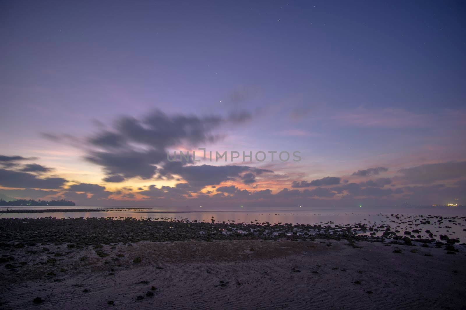 The seaside atmosphere at the early morning First light before sunrise