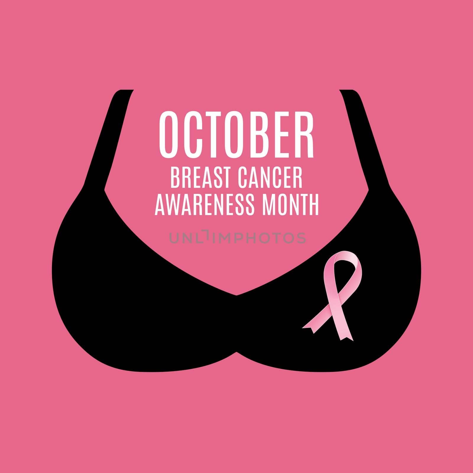 Breast Cancer Awareness Month Pink Ribbon Background Vector Illustration by yganko