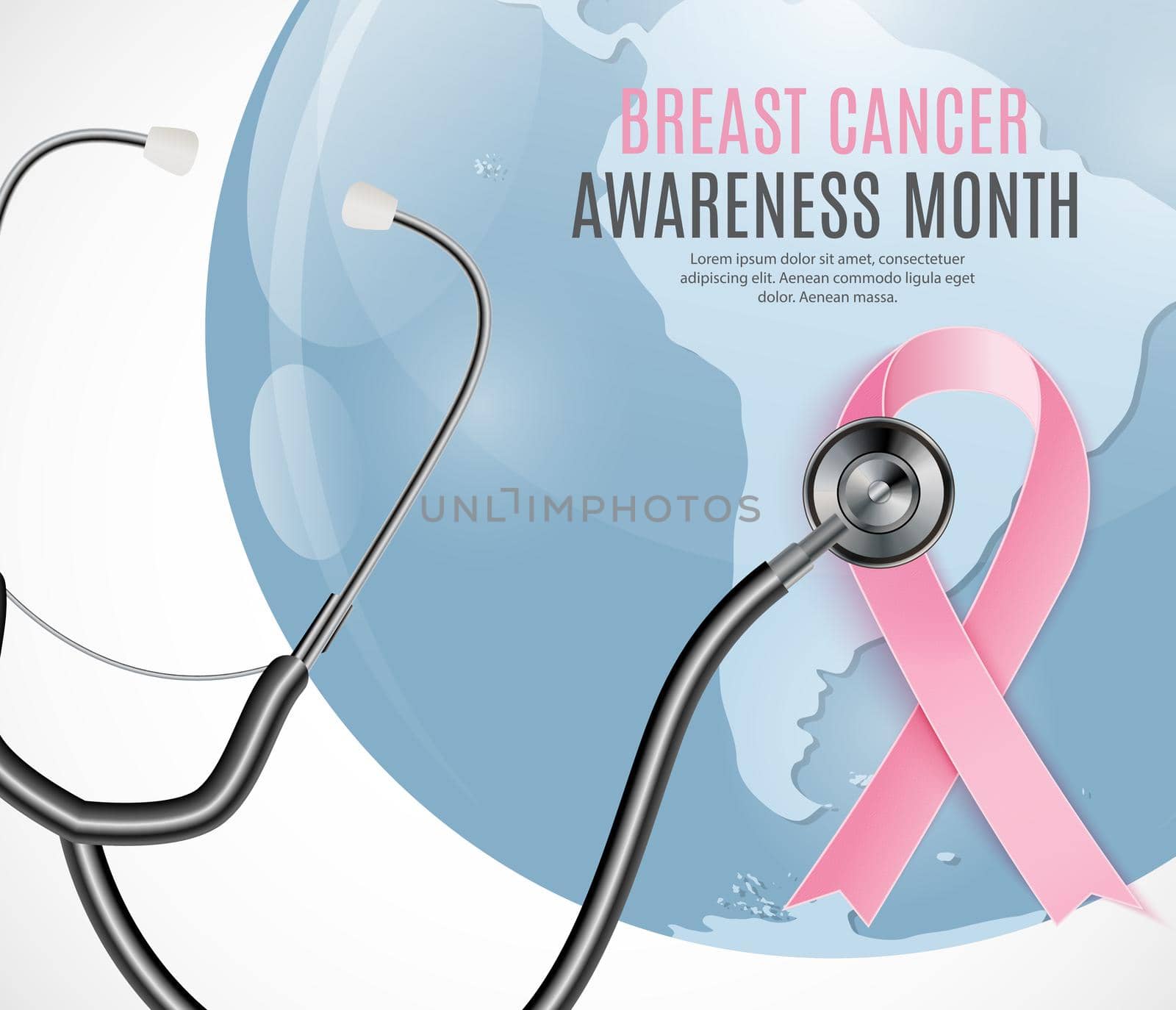 Breast Cancer Awareness Month Pink Ribbon Background Vector Illustration by yganko