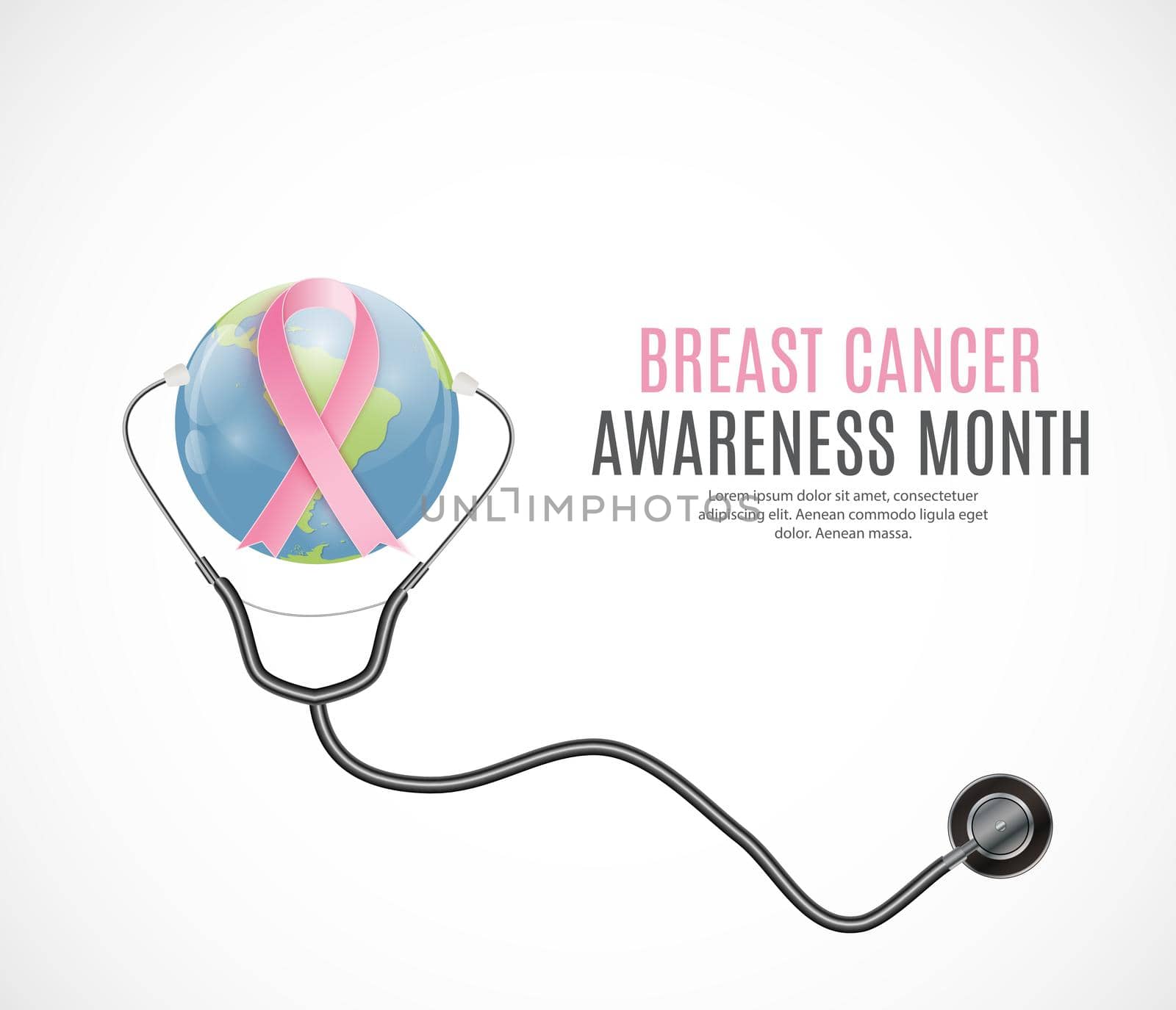 Breast Cancer Awareness Month Pink Ribbon Background Vector Illustration by yganko