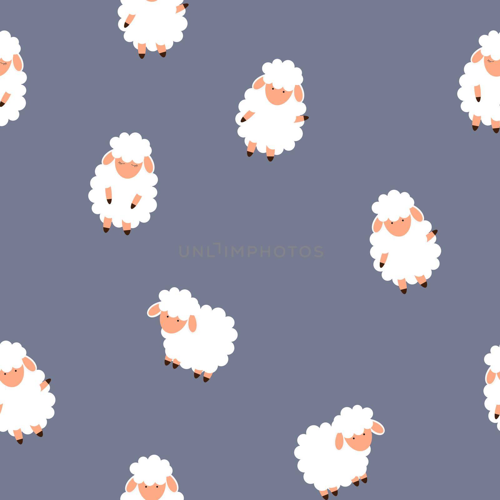 Cute little sheep Seamless Pattern Background. vector illustration. by yganko