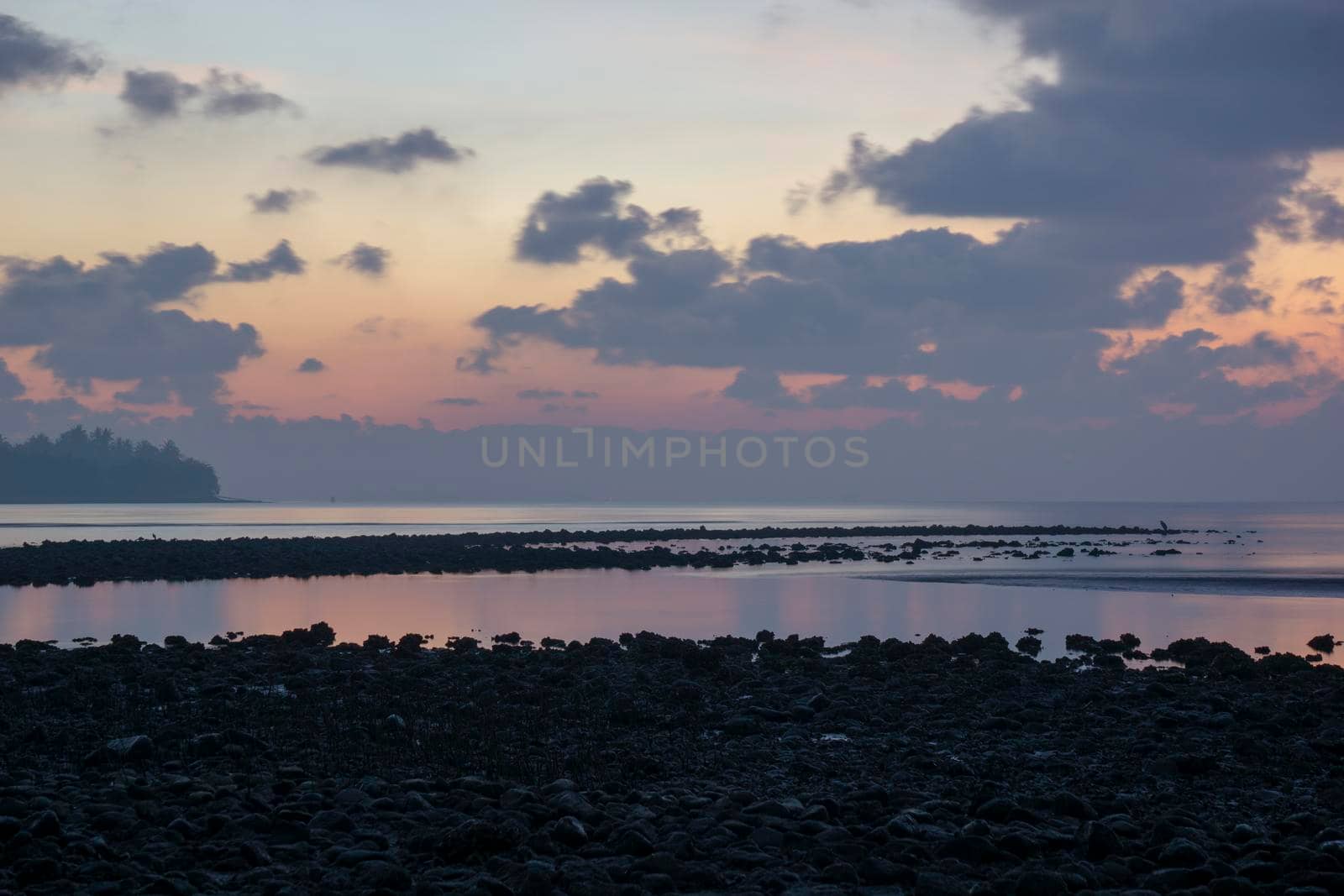 The seaside atmosphere at the early morning First light before sunrise